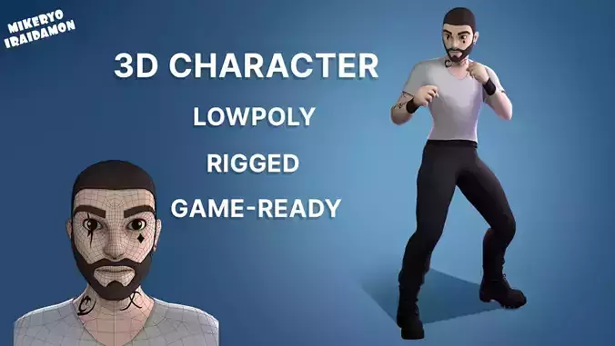 3D Male Gamre-Ready Model Lowpoly Toon Character