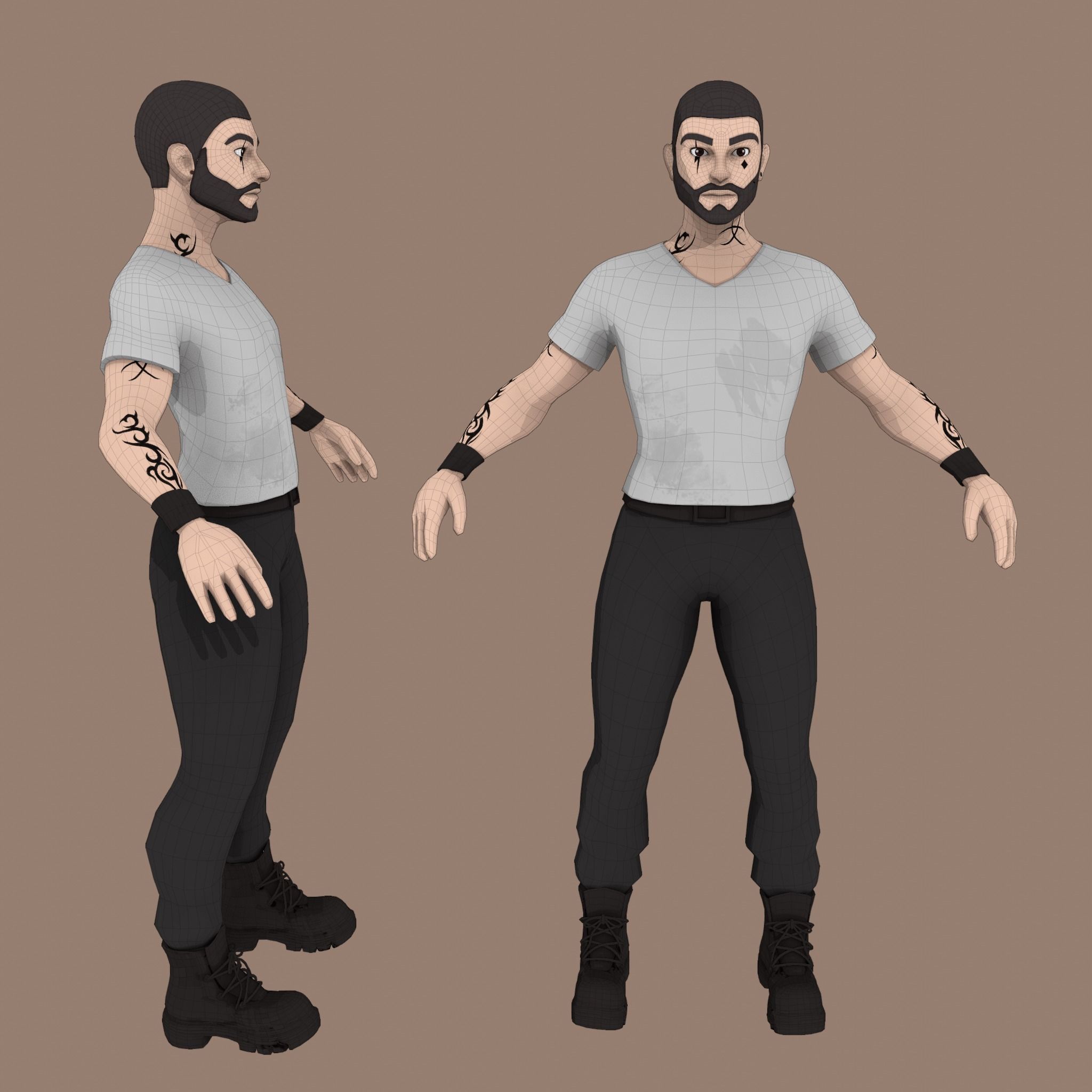 3D model 3D Male Gamre-Ready Model Lowpoly Toon Character VR / AR / low ...