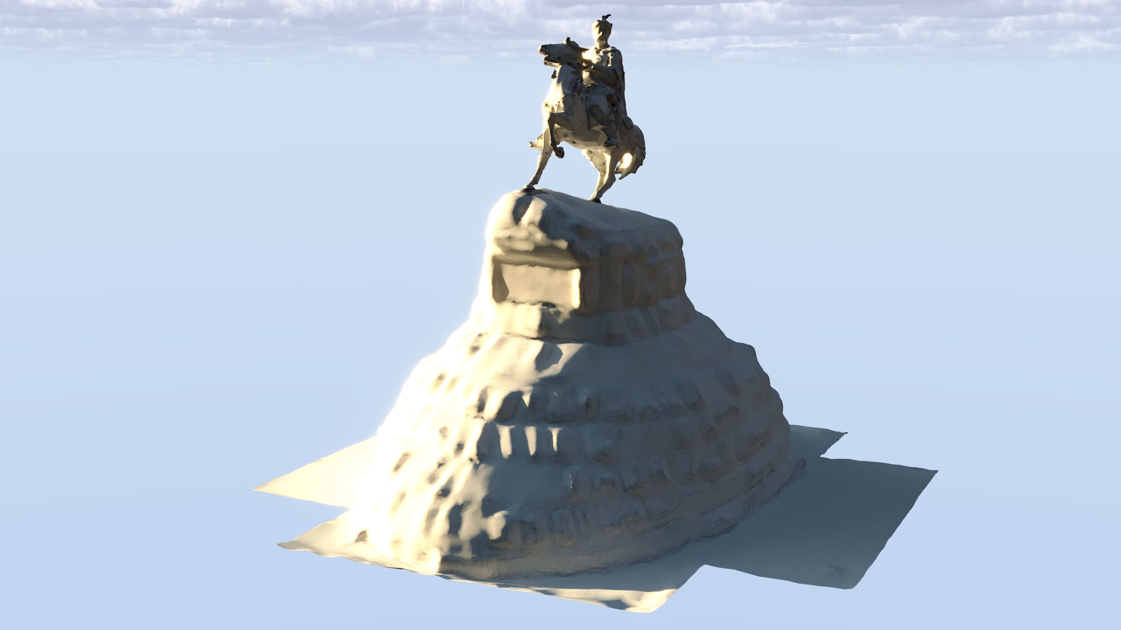Bohdan Khmelnytsky Monument Kyiv Low-poly 3D model_10