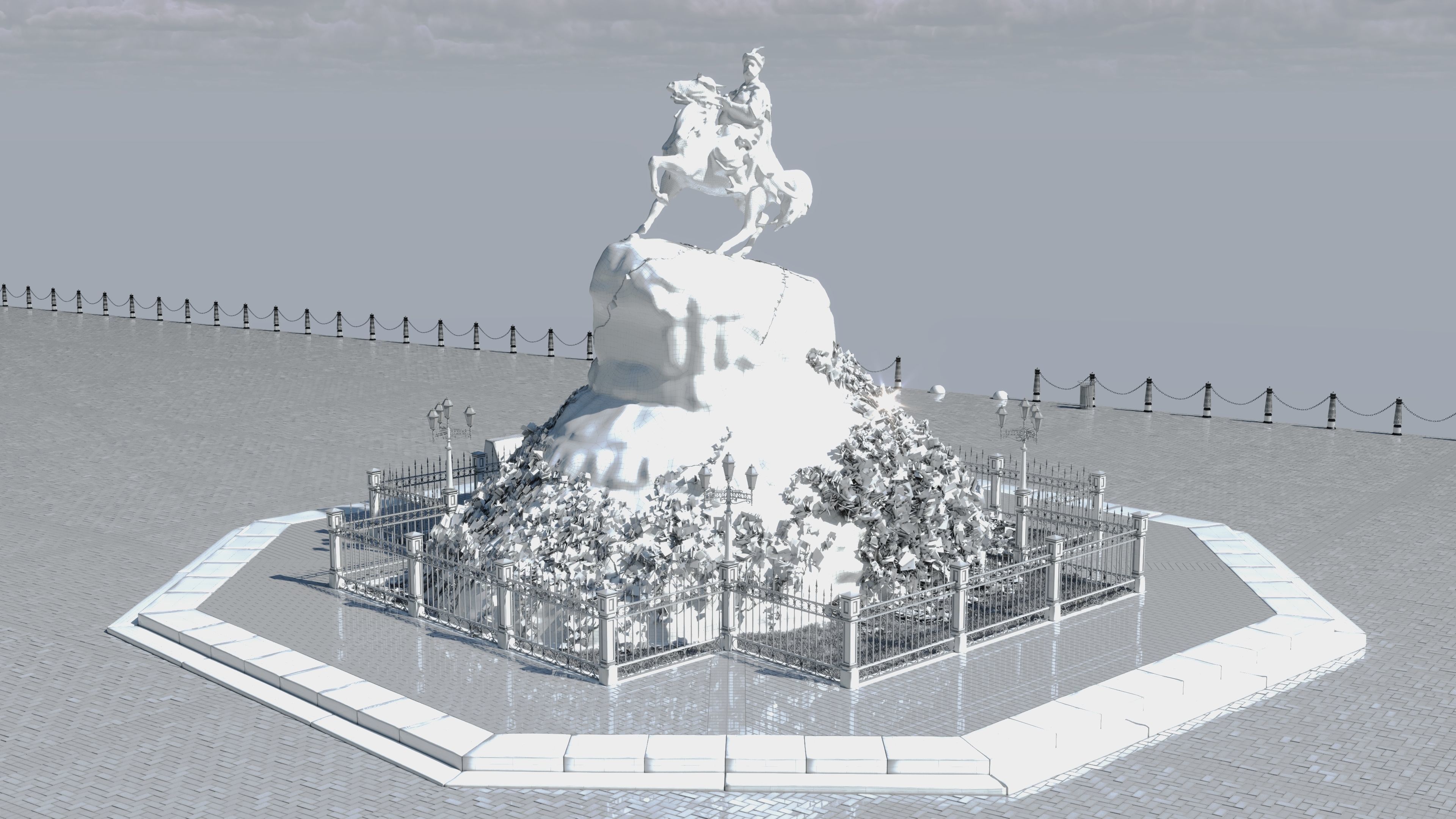 Bohdan Khmelnytsky Monument Kyiv Low-poly 3D model_13