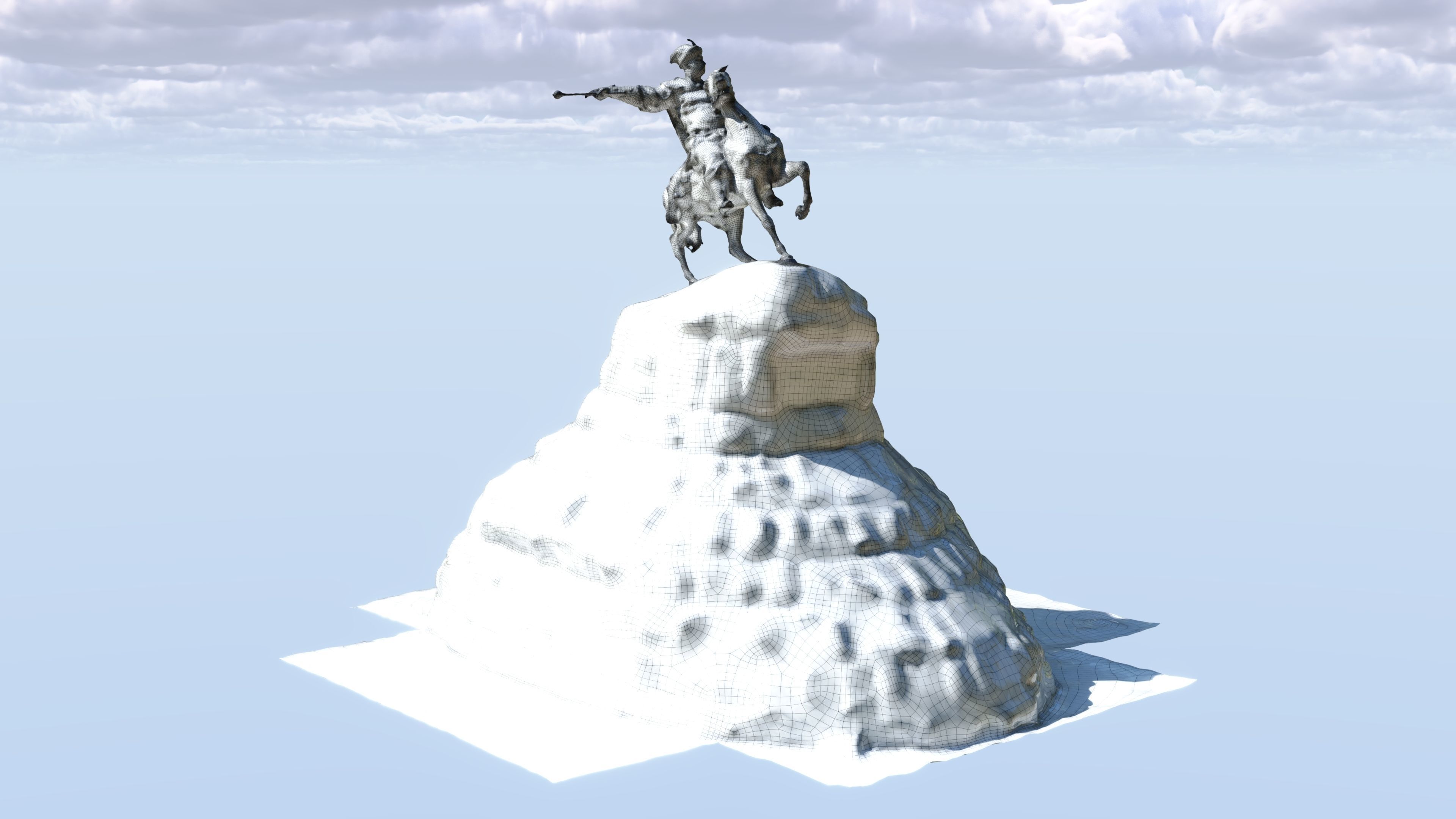 Bohdan Khmelnytsky Monument Kyiv Low-poly 3D model_12