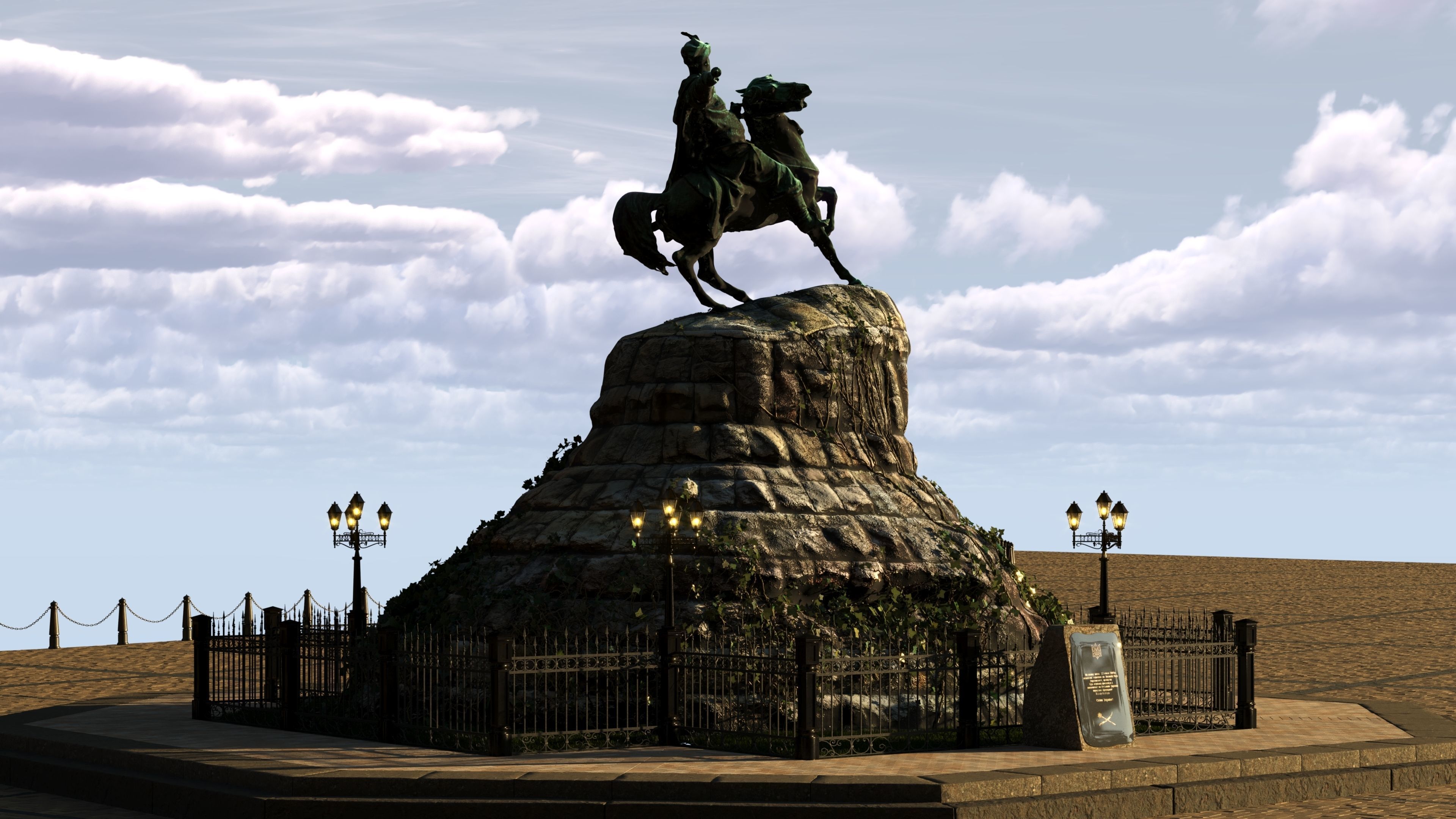 Bohdan Khmelnytsky Monument Kyiv Low-poly 3D model_16