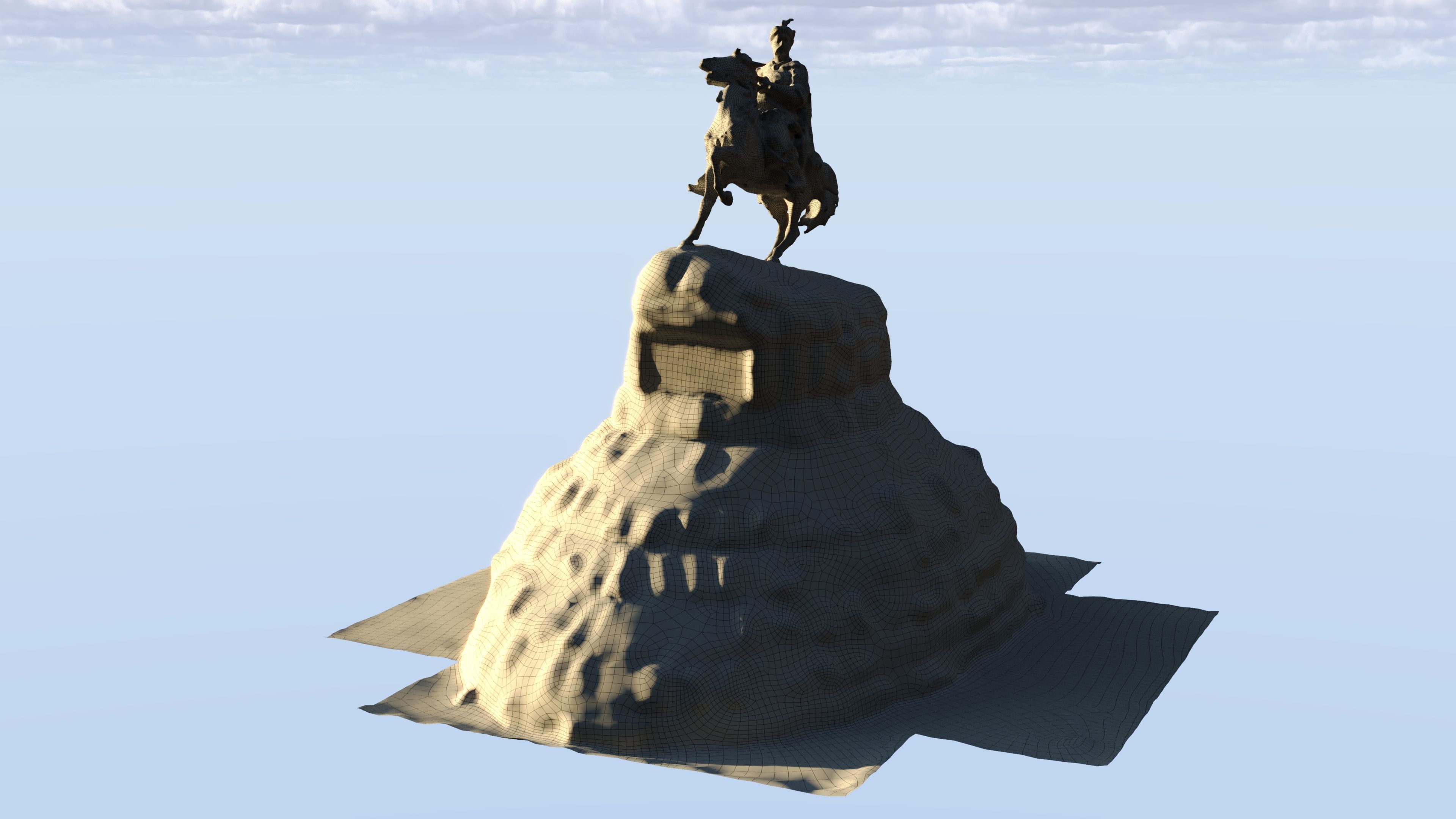 Bohdan Khmelnytsky Monument Kyiv Low-poly 3D model_9