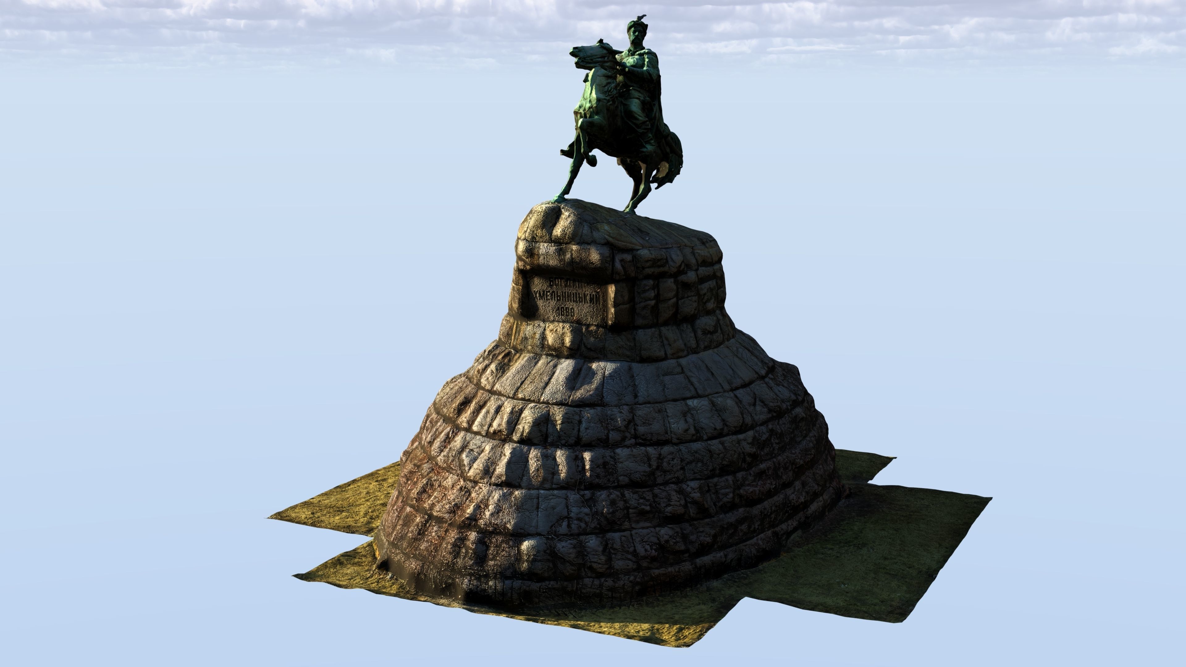 Bohdan Khmelnytsky Monument Kyiv Low-poly 3D model_8