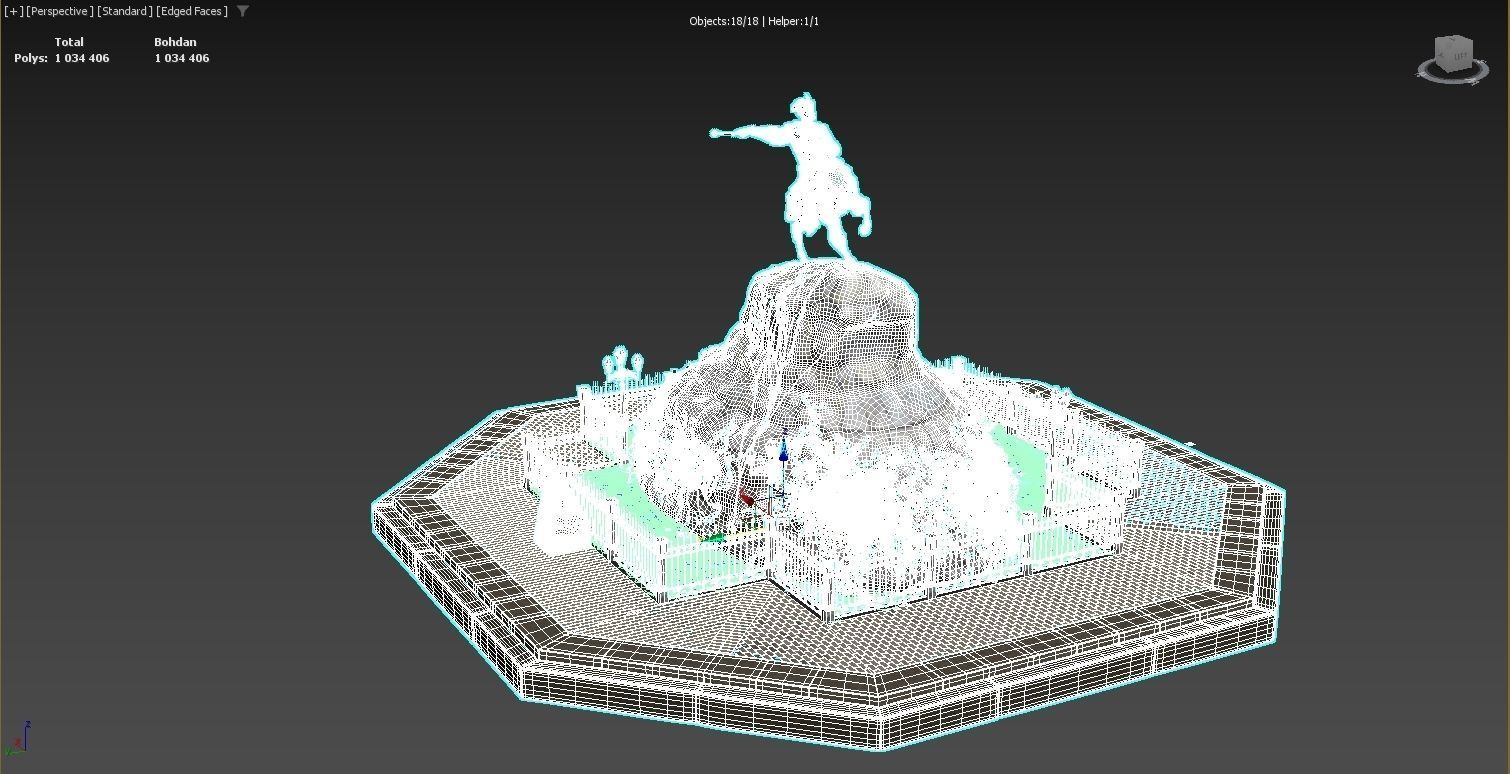 Bohdan Khmelnytsky Monument Kyiv Low-poly 3D model_19