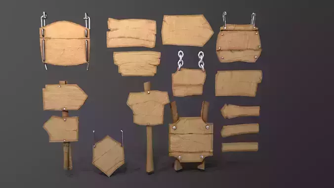 Sign pack Low-poly 3D model