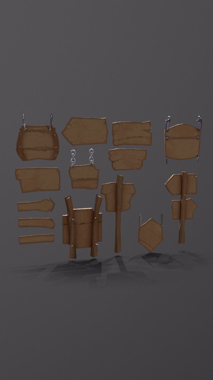 FANTASY Sign pack Low-poly 3D model_2