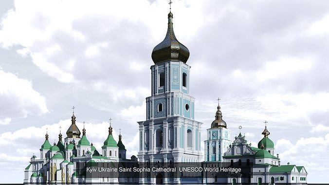 Kyiv city Ukraine Sophia Square Saint Sophia Cathedral 3D Model Collection