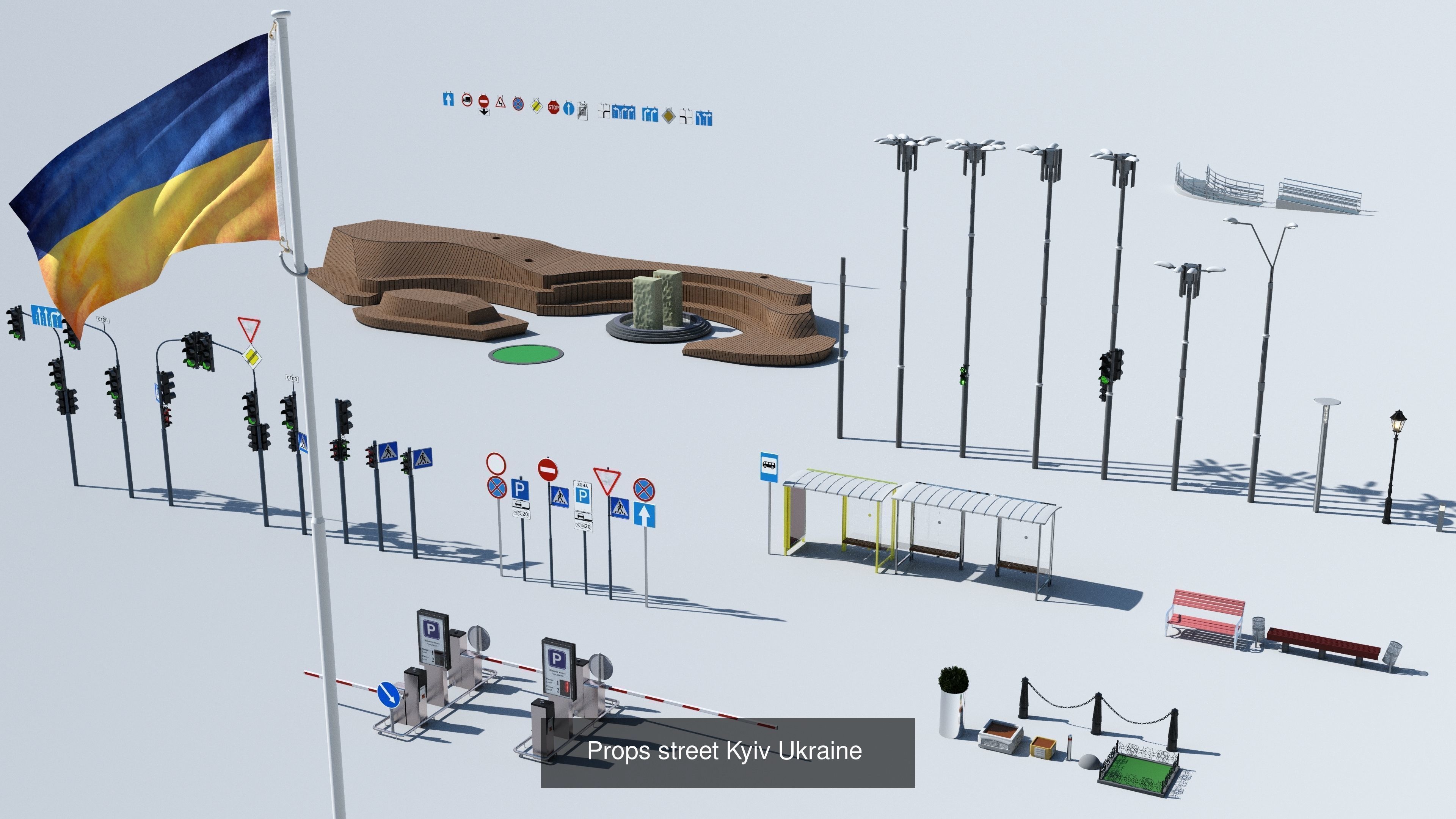 Kyiv city Ukraine Sophia Square Saint Sophia Cathedral 3D Model Collection_2