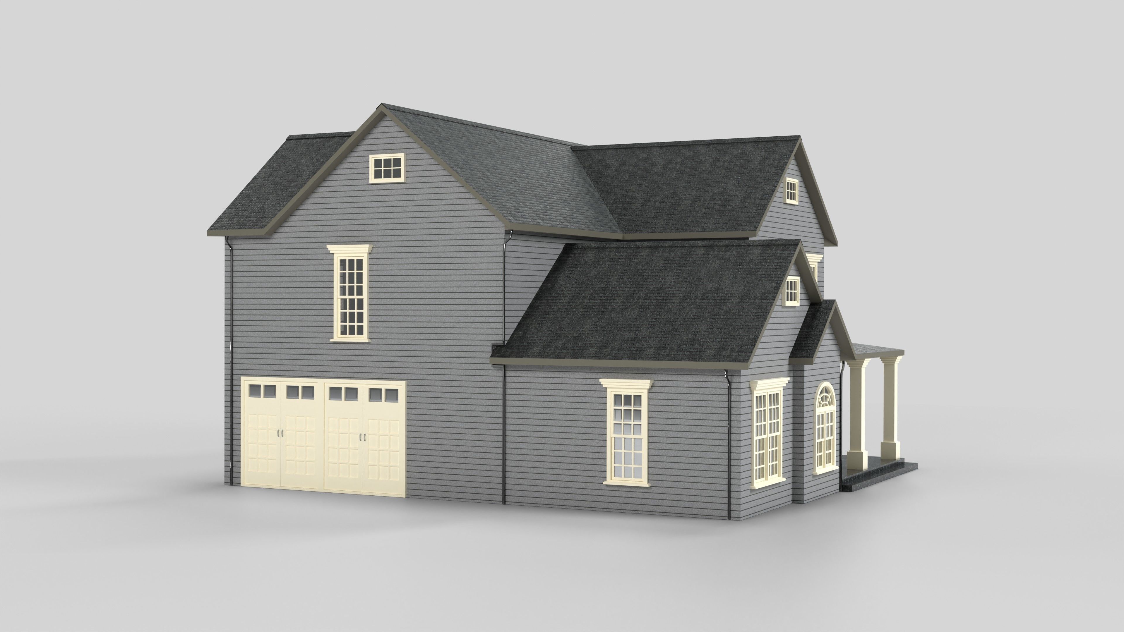 British House Design 03T2 Low-poly 3D model_6