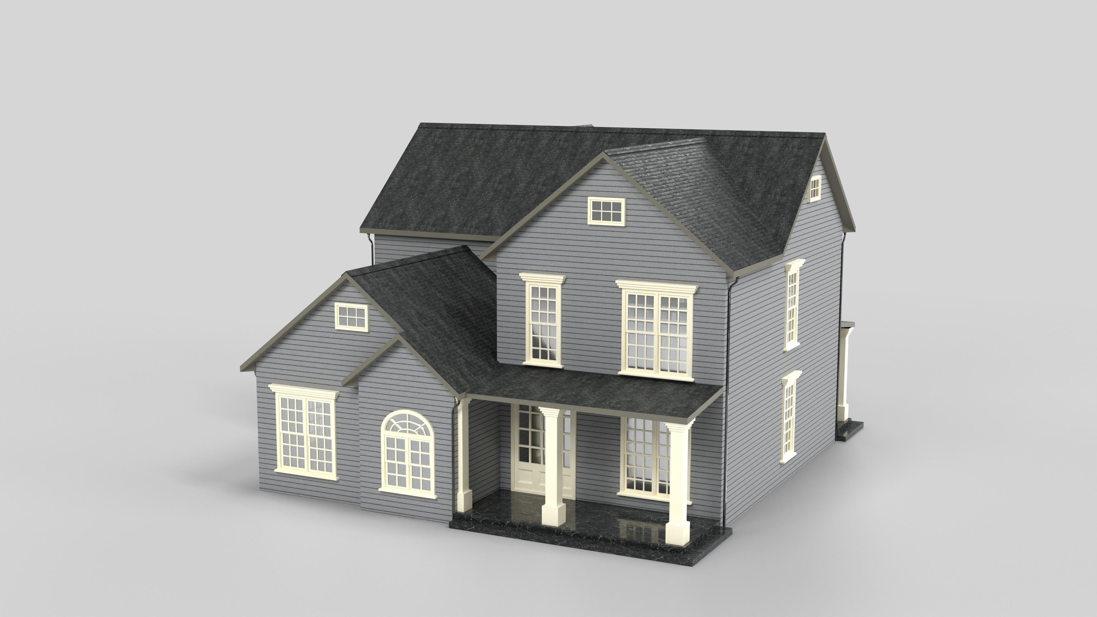 British House Design 03T2 Low-poly 3D model_2