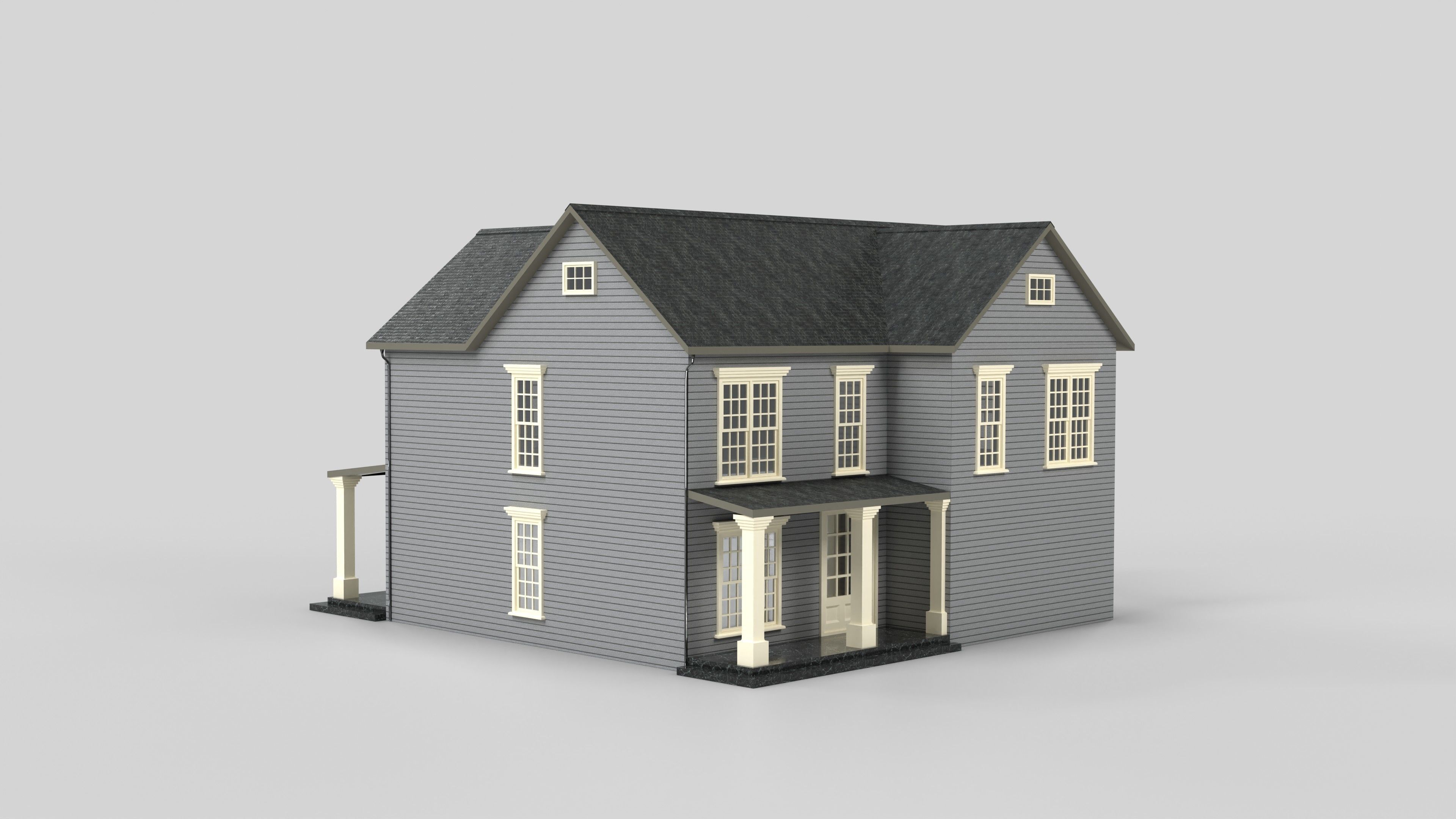 British House Design 03T2 Low-poly 3D model_4