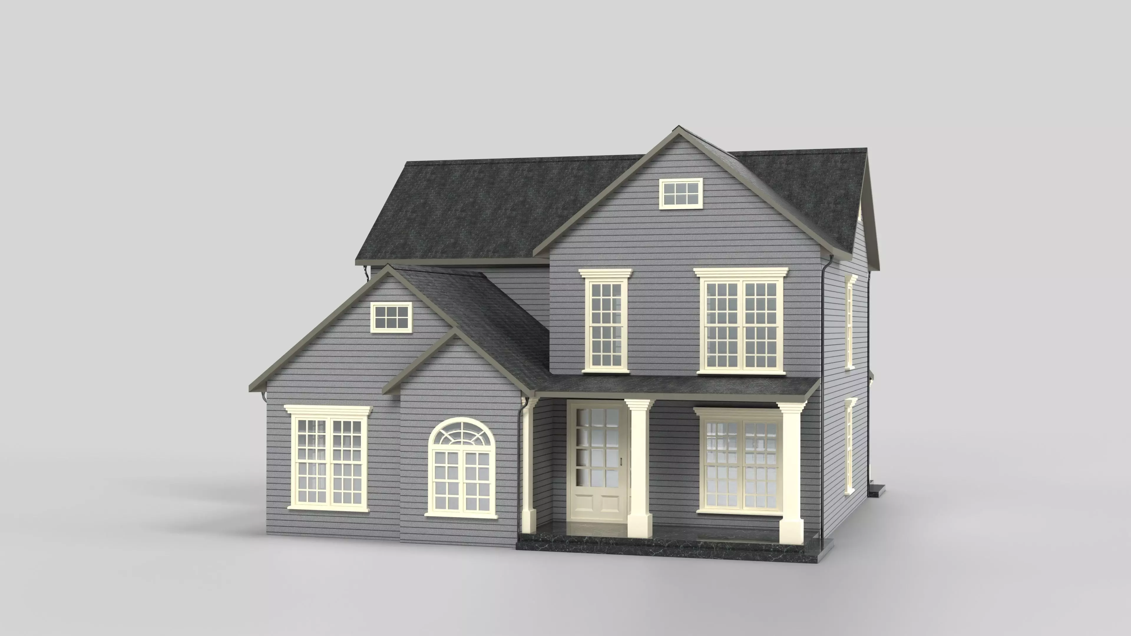 British House Design 03T2 Low-poly 3D model_0