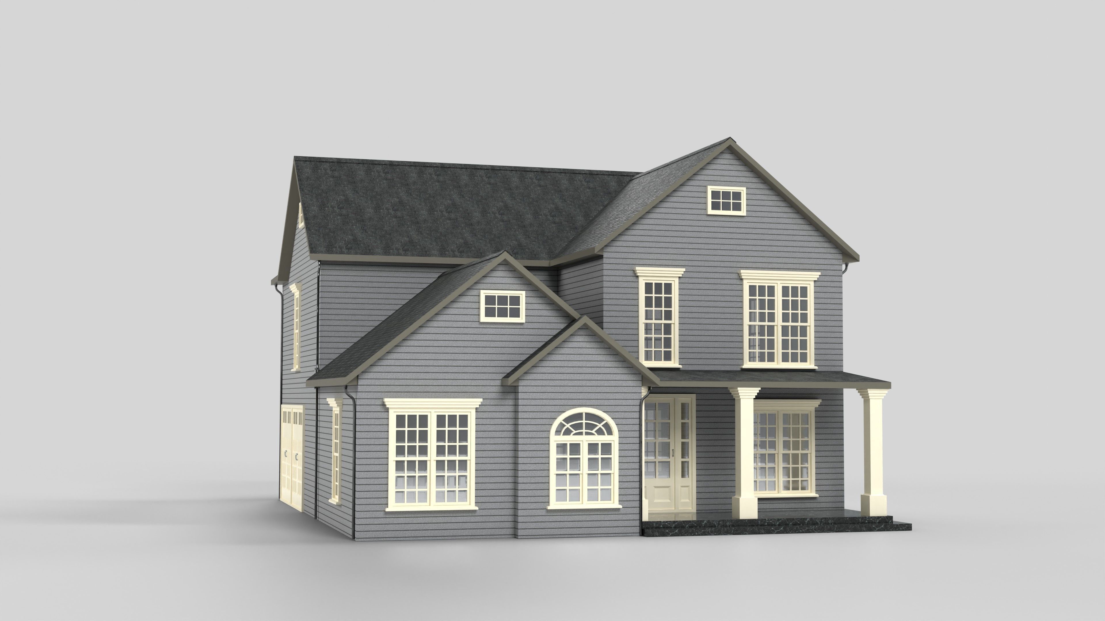 British House Design 03T2 Low-poly 3D model_1