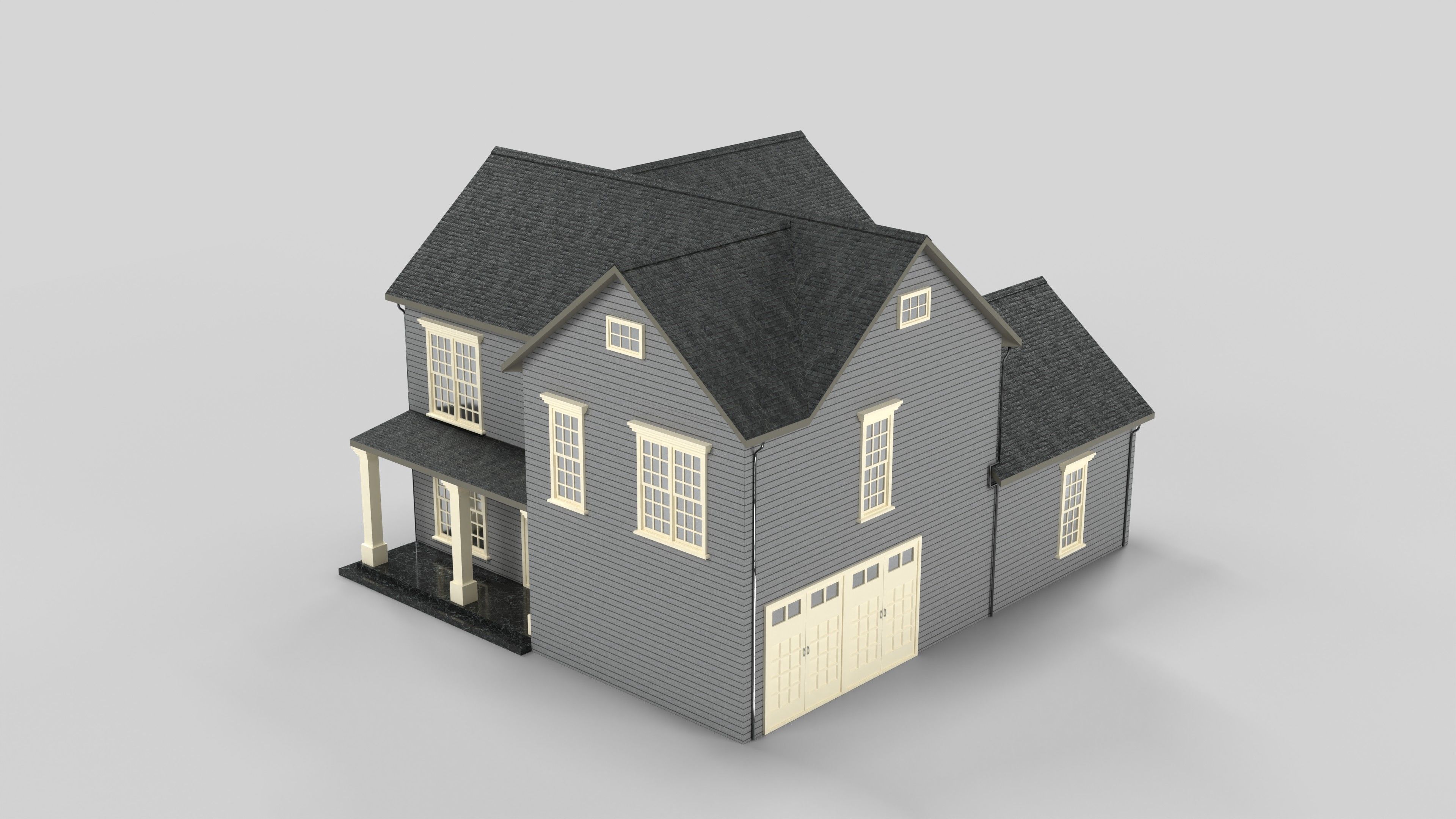 British House Design 03T2 Low-poly 3D model_3
