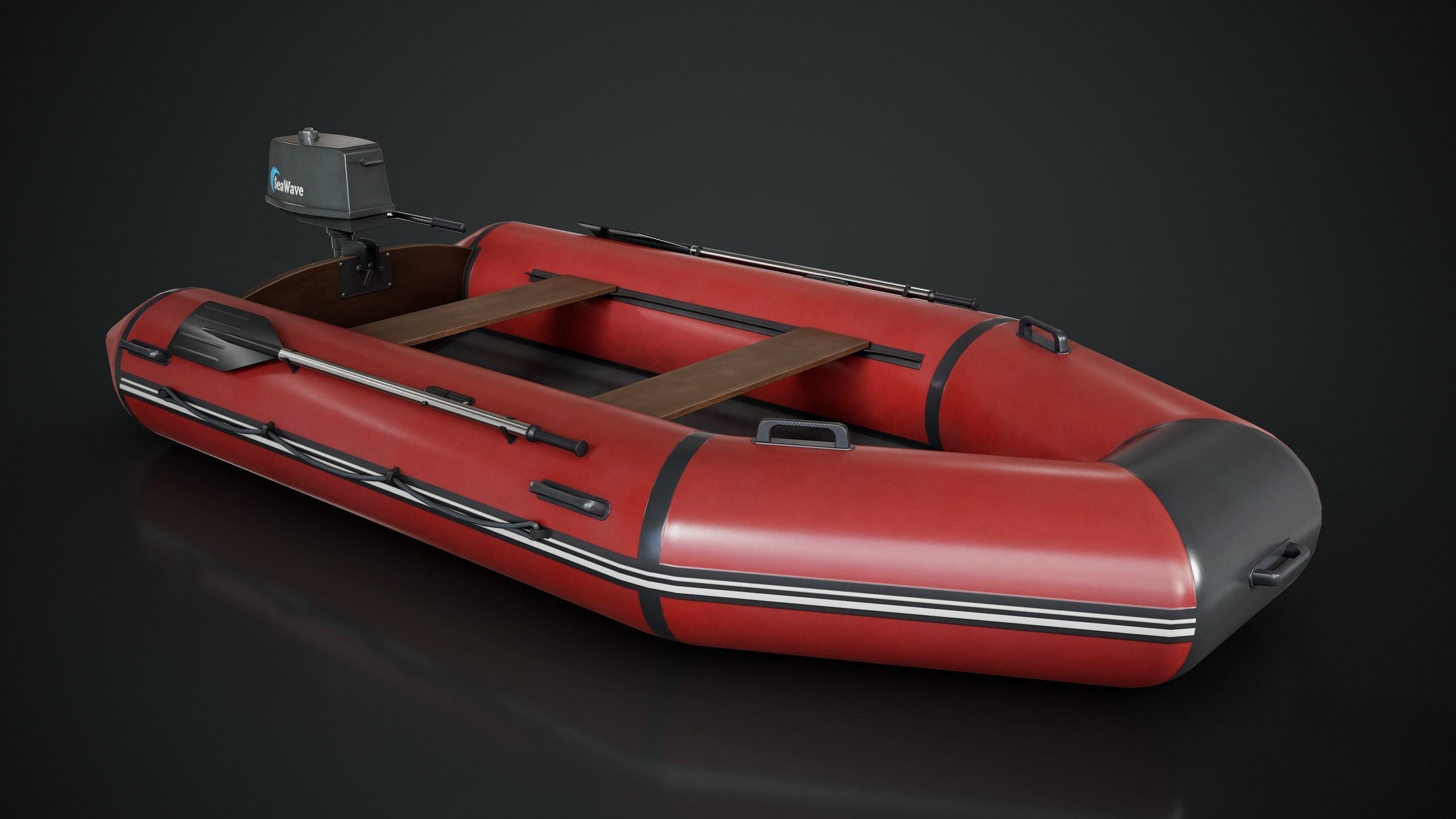 Inflatable Boat Low-poly 3D model_6