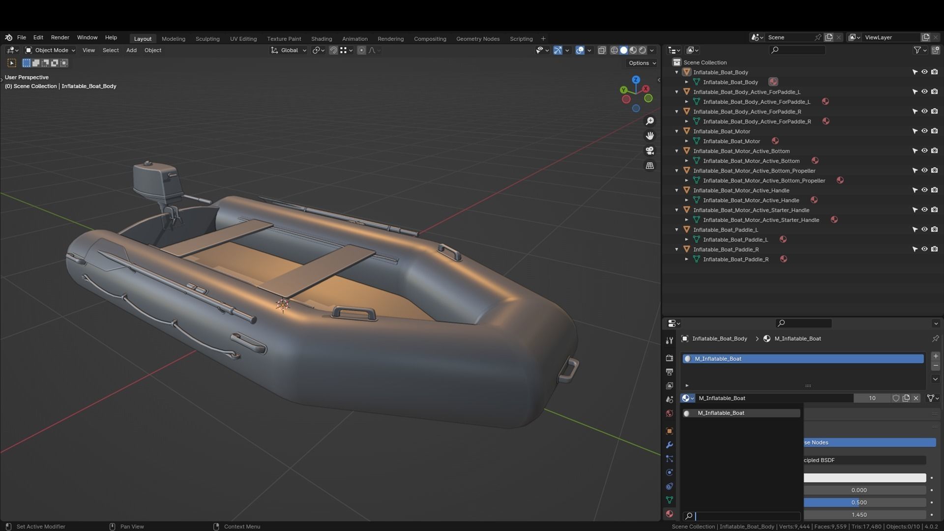 Inflatable Boat Low-poly 3D model_16