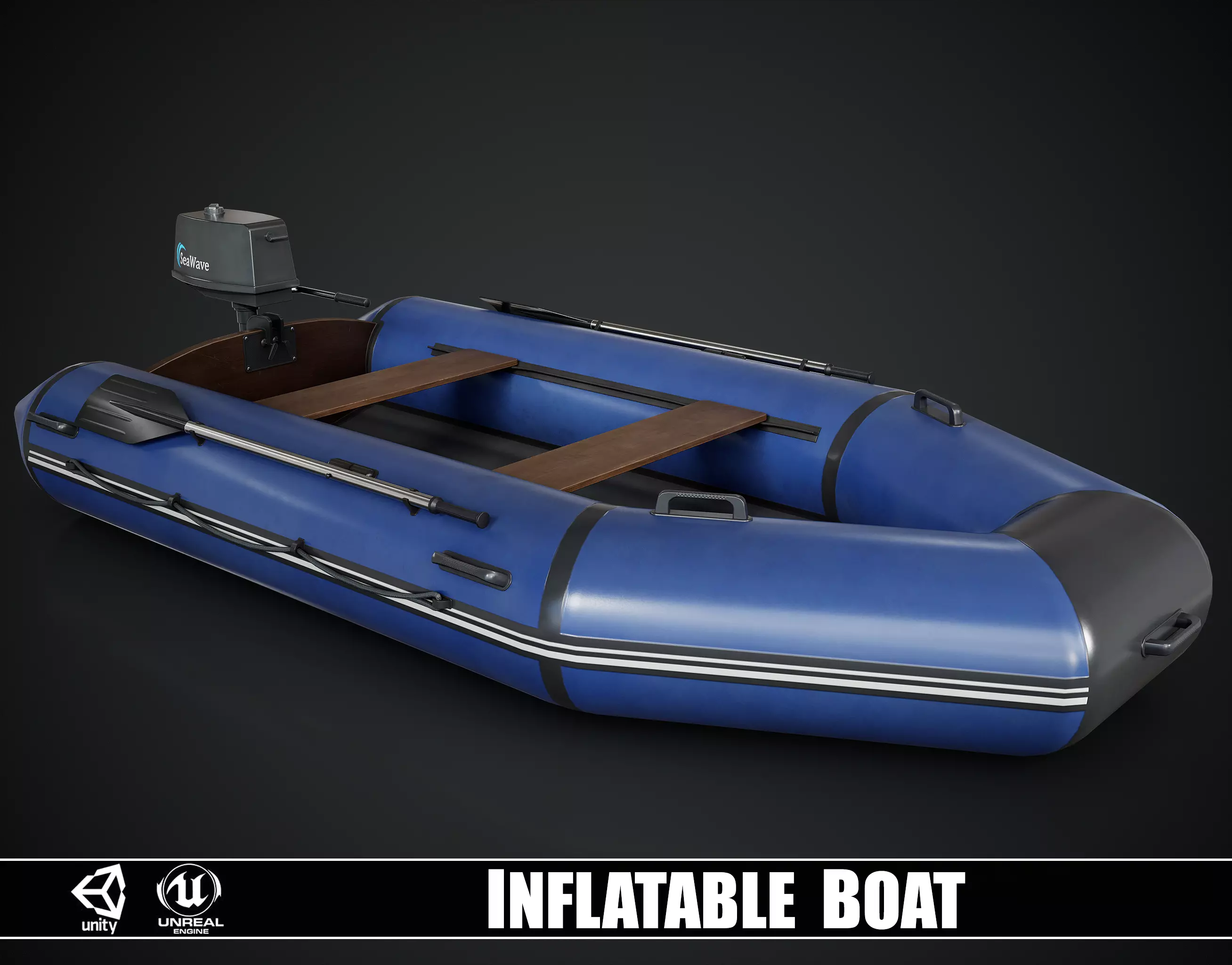 Inflatable Boat Low-poly 3D model_0