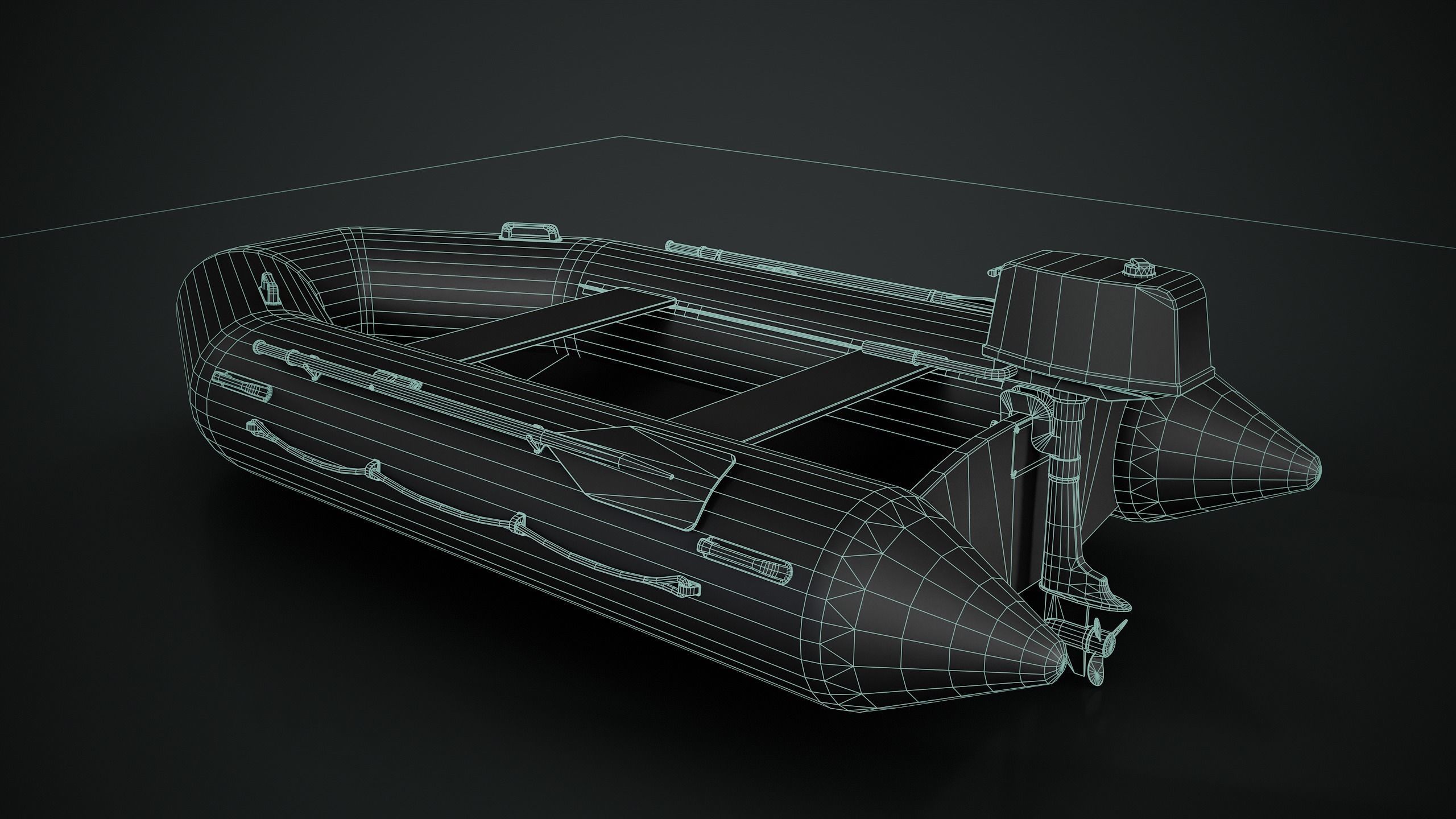 Inflatable Boat Low-poly 3D model_14