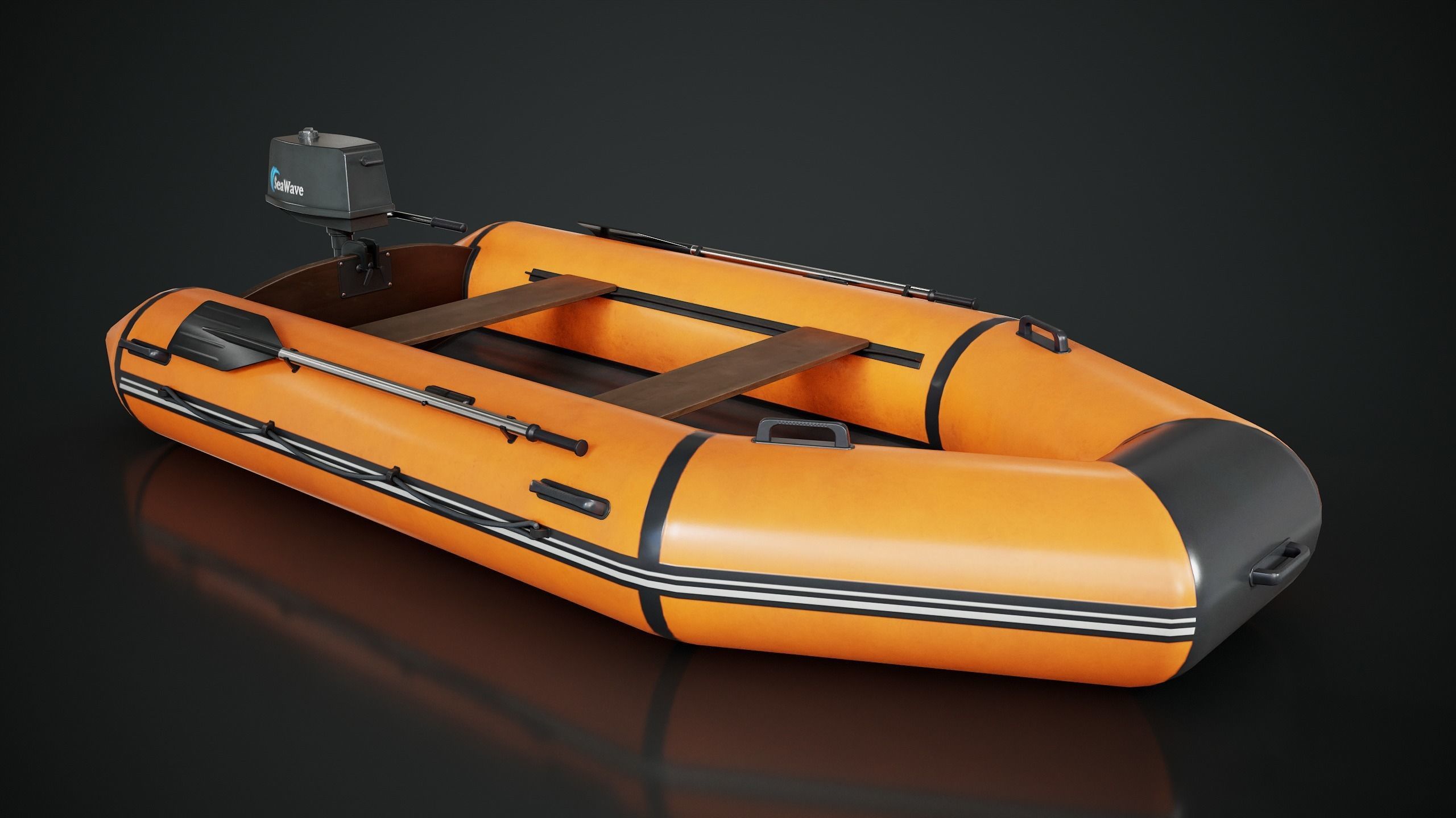 Inflatable Boat Low-poly 3D model_7