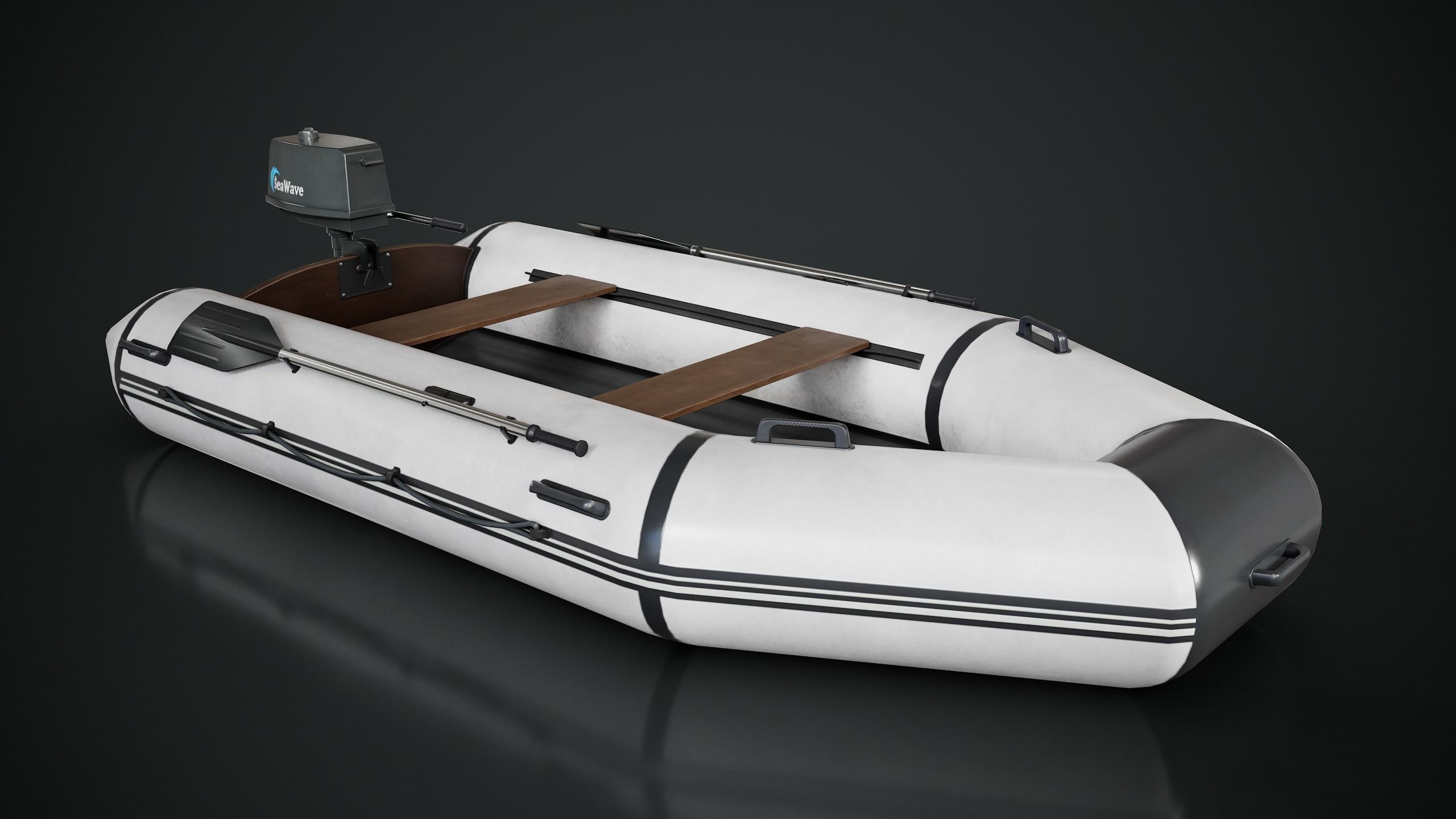 Inflatable Boat Low-poly 3D model_8