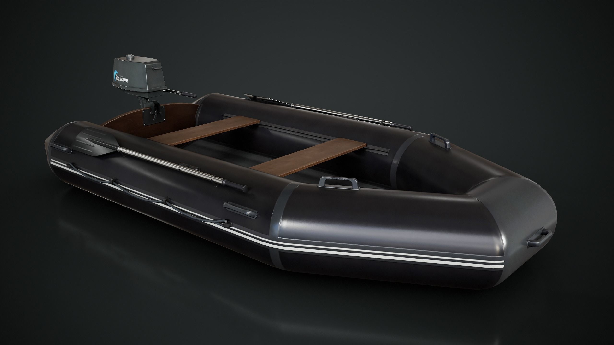 Inflatable Boat Low-poly 3D model_10