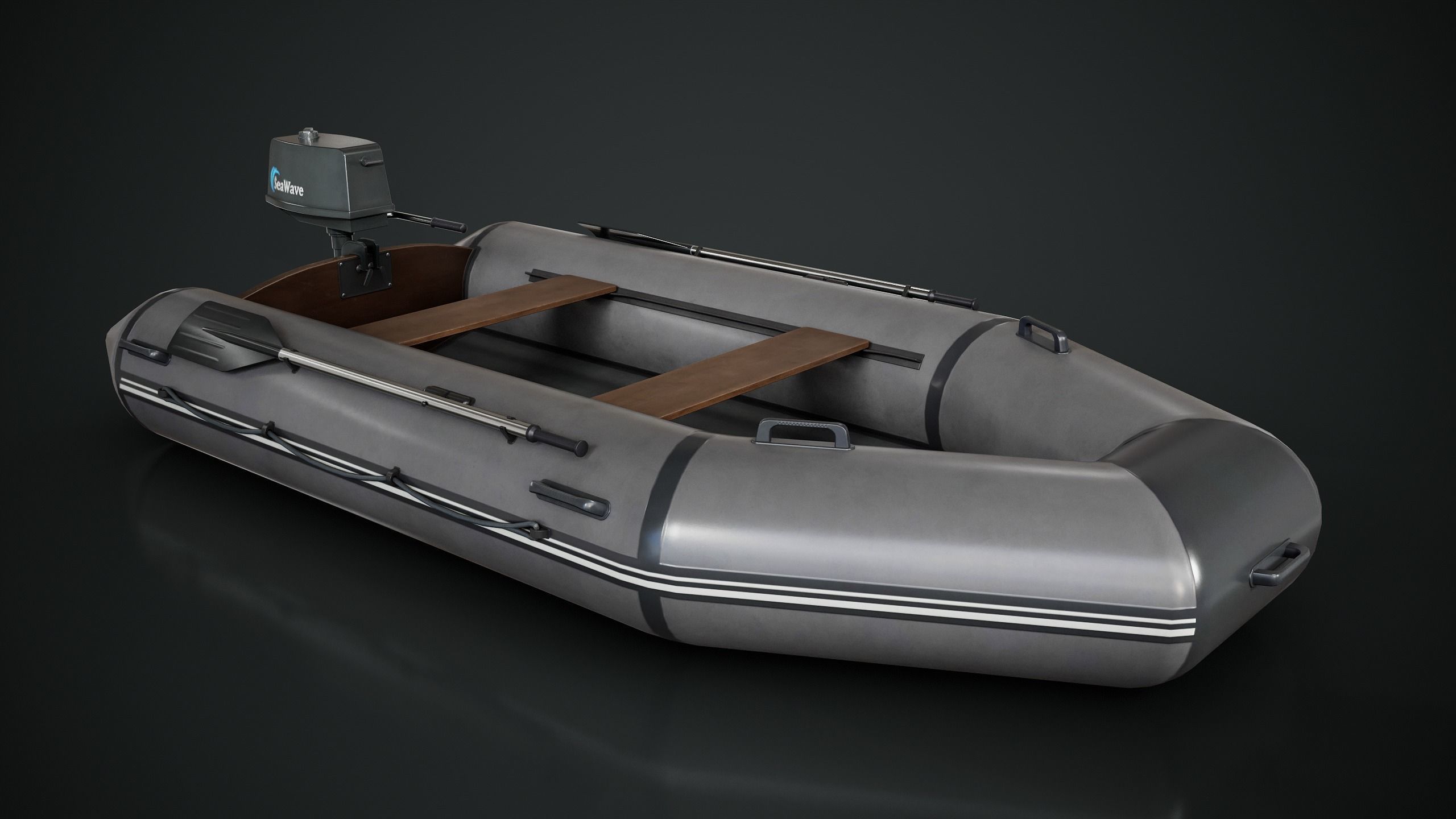 Inflatable Boat Low-poly 3D model_9