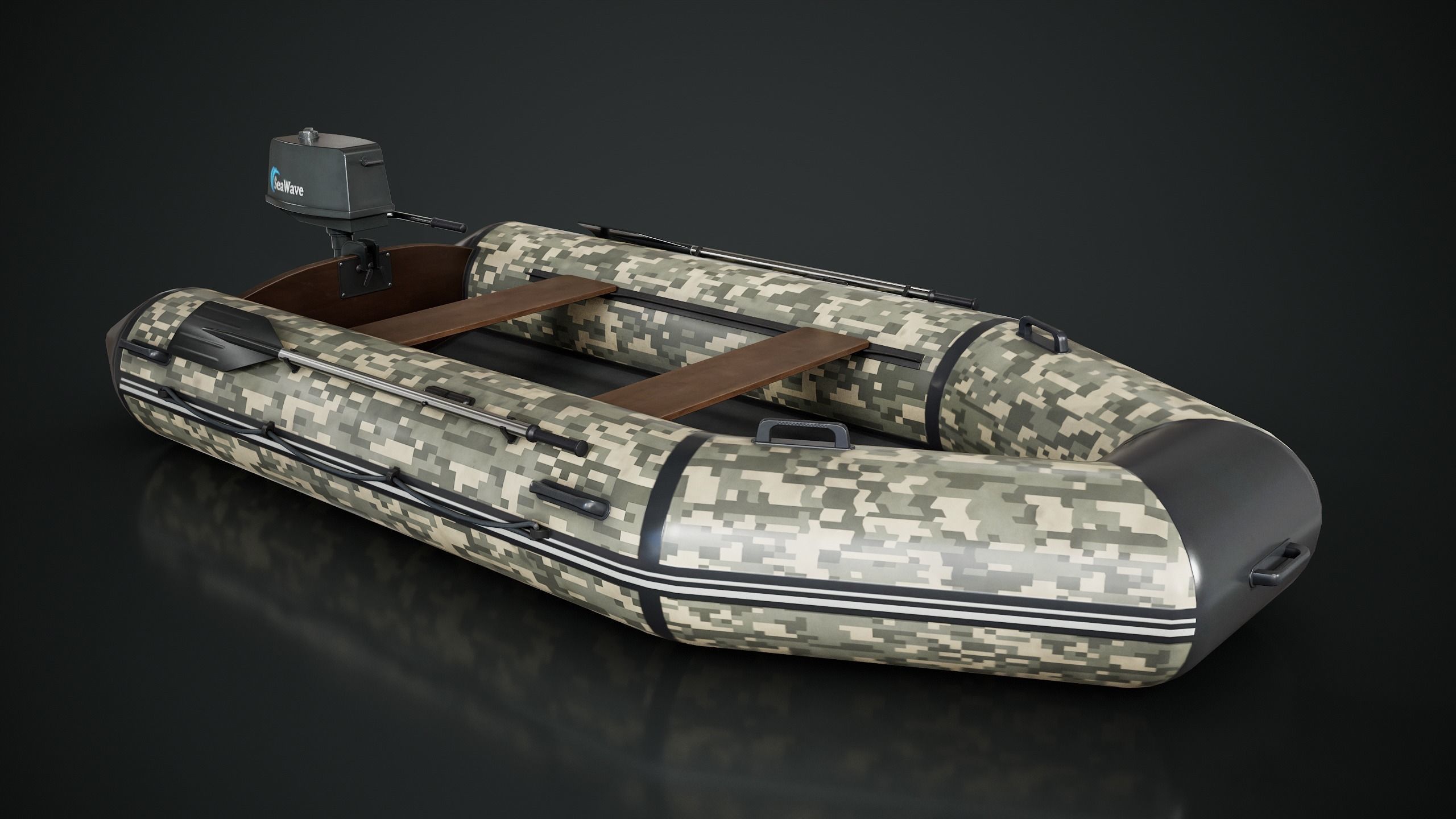 Inflatable Boat Low-poly 3D model_11