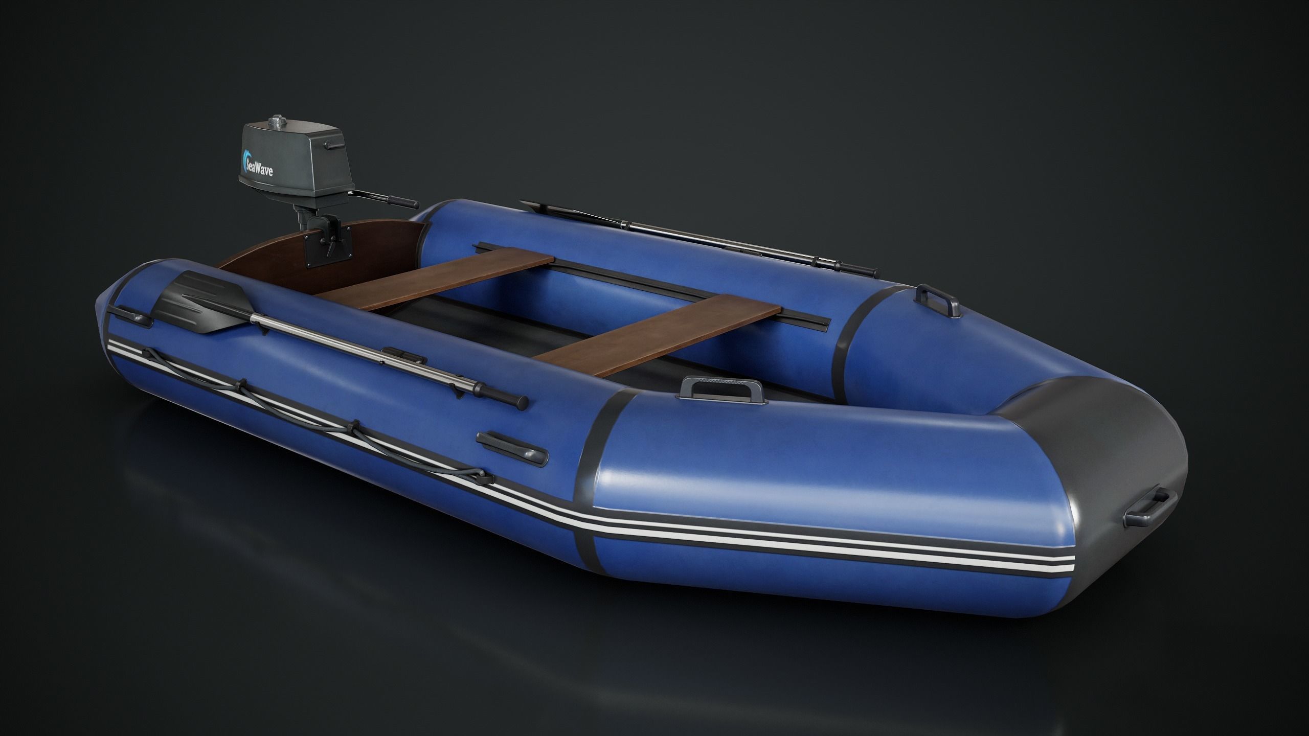 Inflatable Boat Low-poly 3D model_5