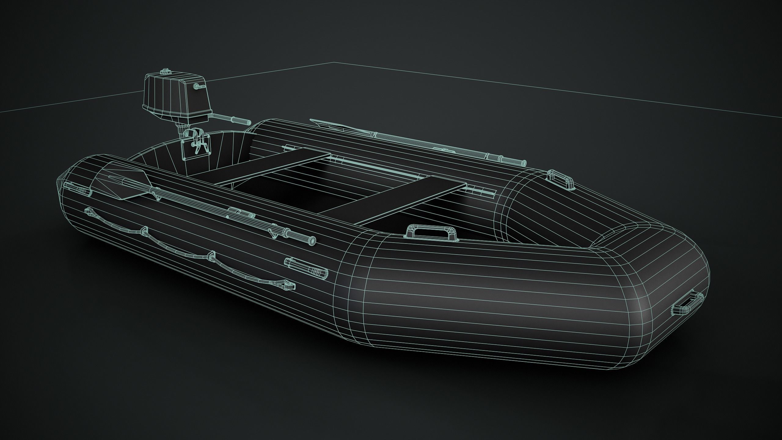 Inflatable Boat Low-poly 3D model_13