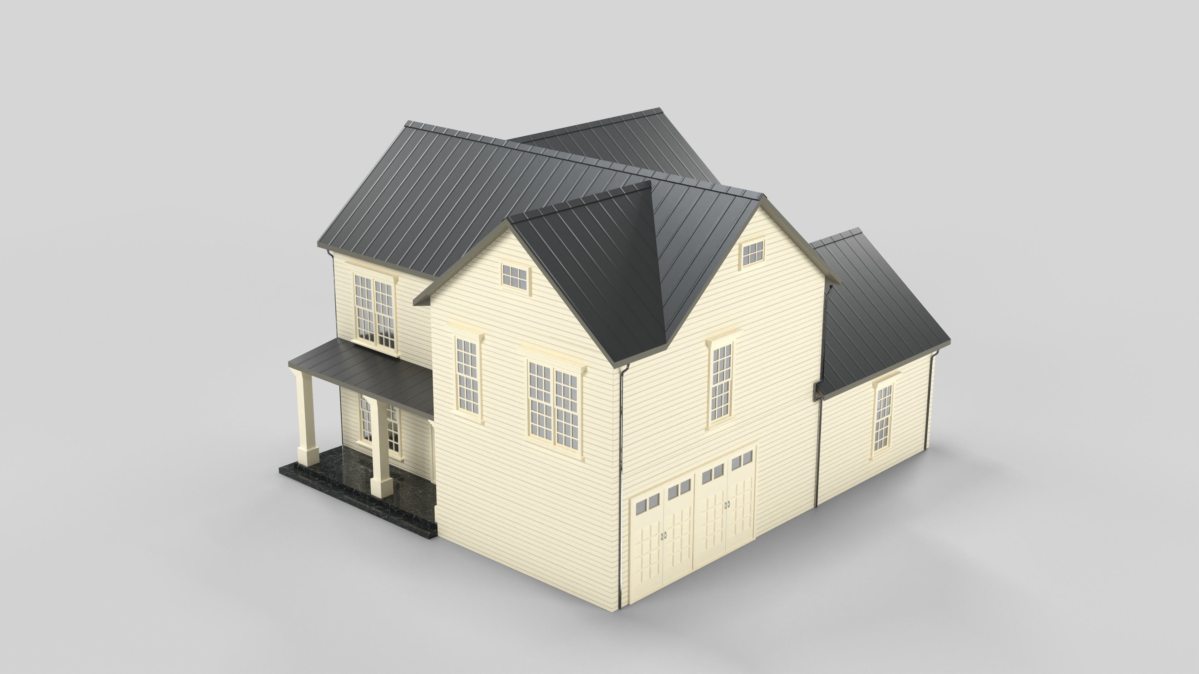 Cottage House Design 03T5 Low-poly 3D model_3