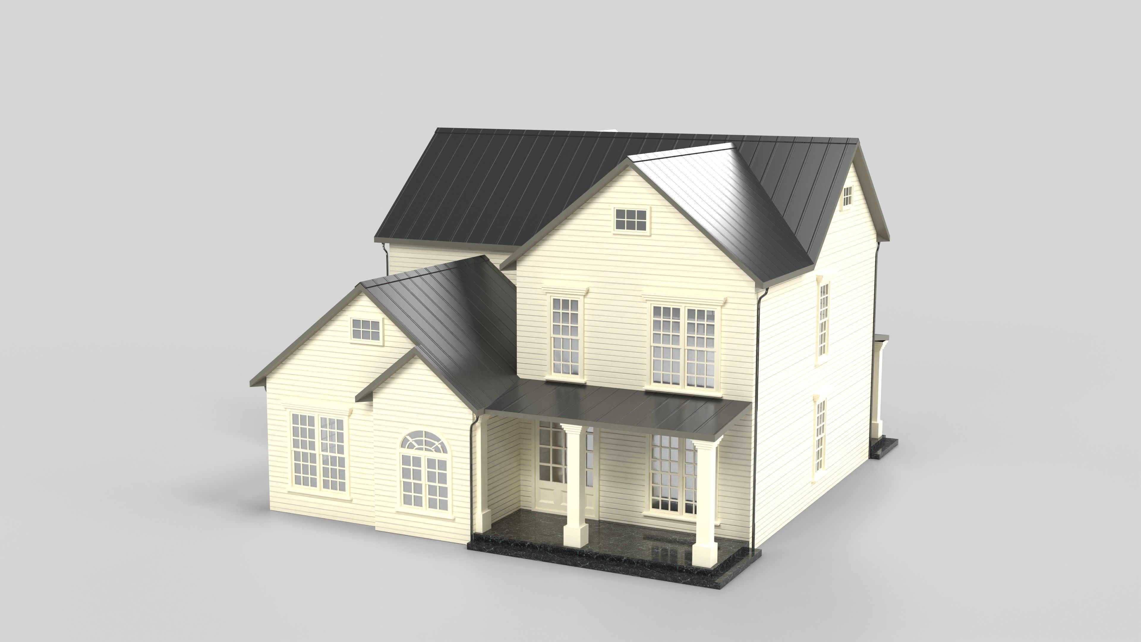 Cottage House Design 03T5 Low-poly 3D model_2