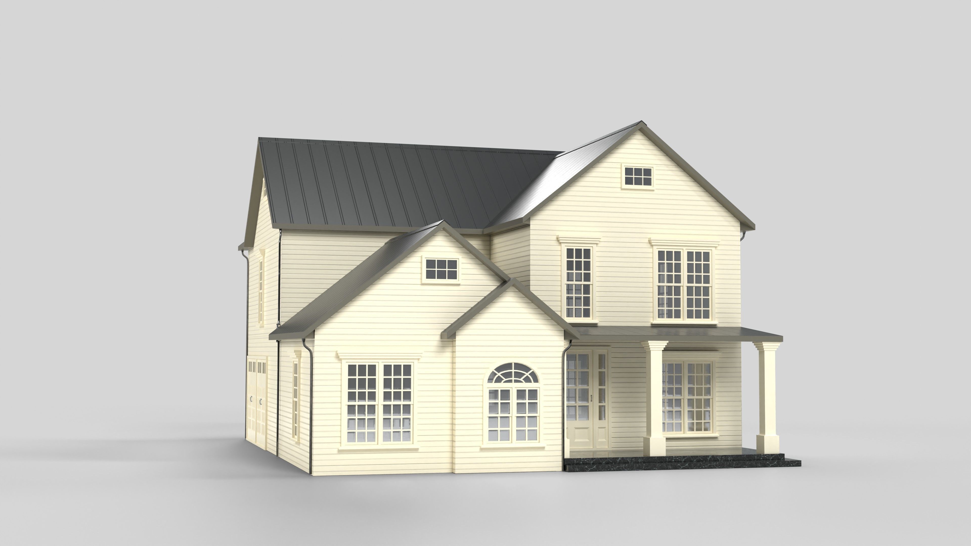 Cottage House Design 03T5 Low-poly 3D model_1