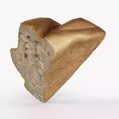 Photorealistic 3D scan of half a wheat Loaf Low-poly 3D model