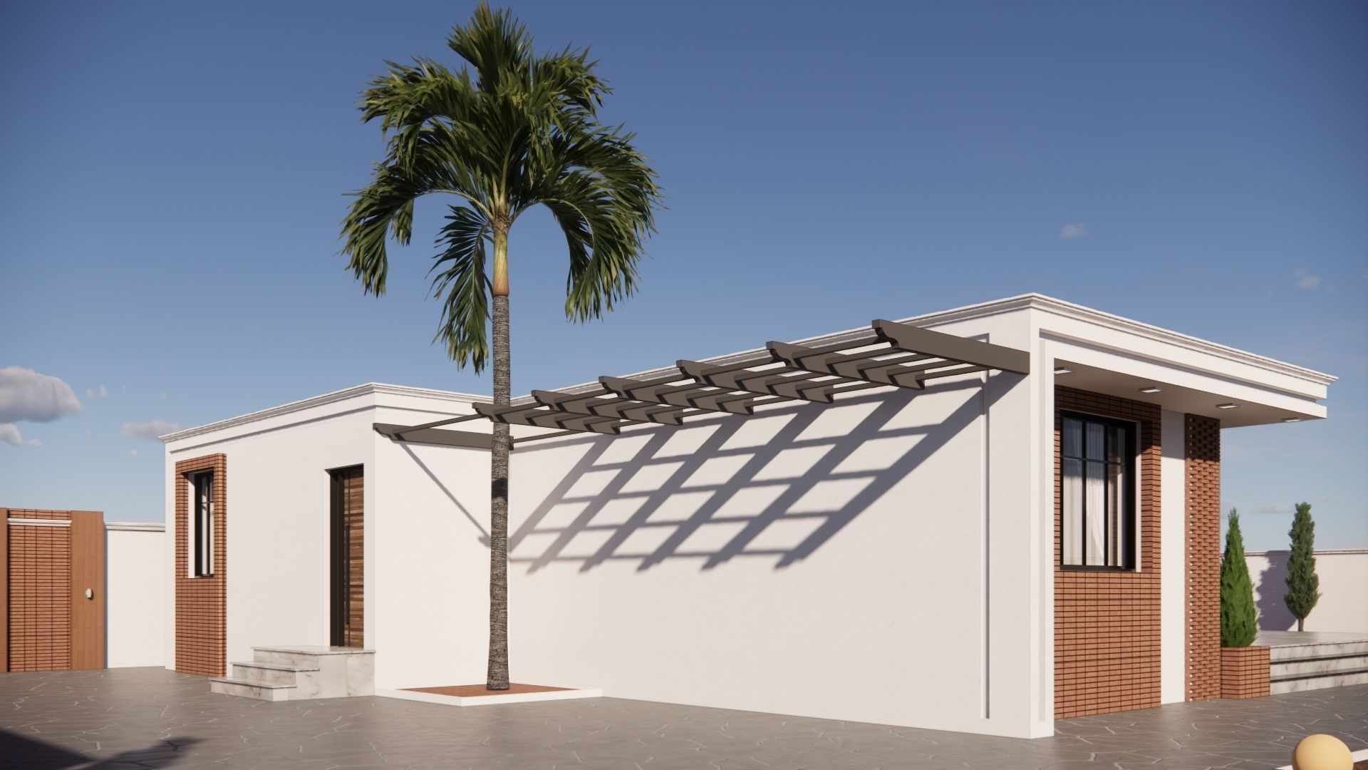 Garden flat villa Low-poly 3D model_5