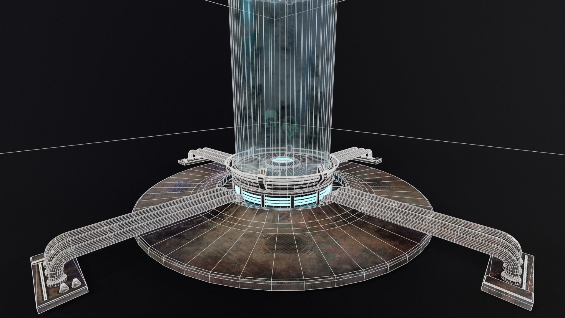 Sci-Fi Bacta Tank Low-poly 3D model_7