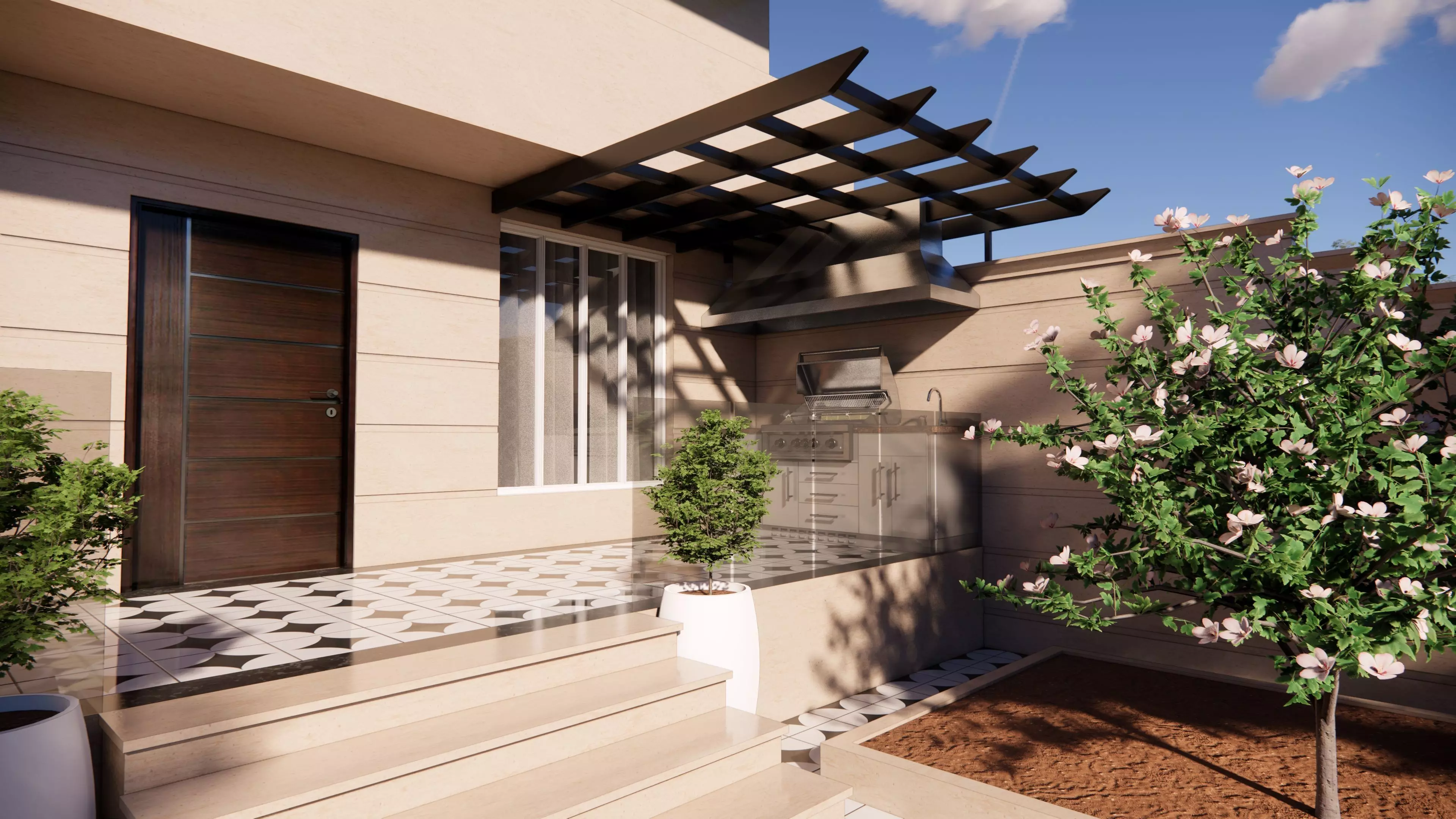Backyard design Free low-poly 3D model