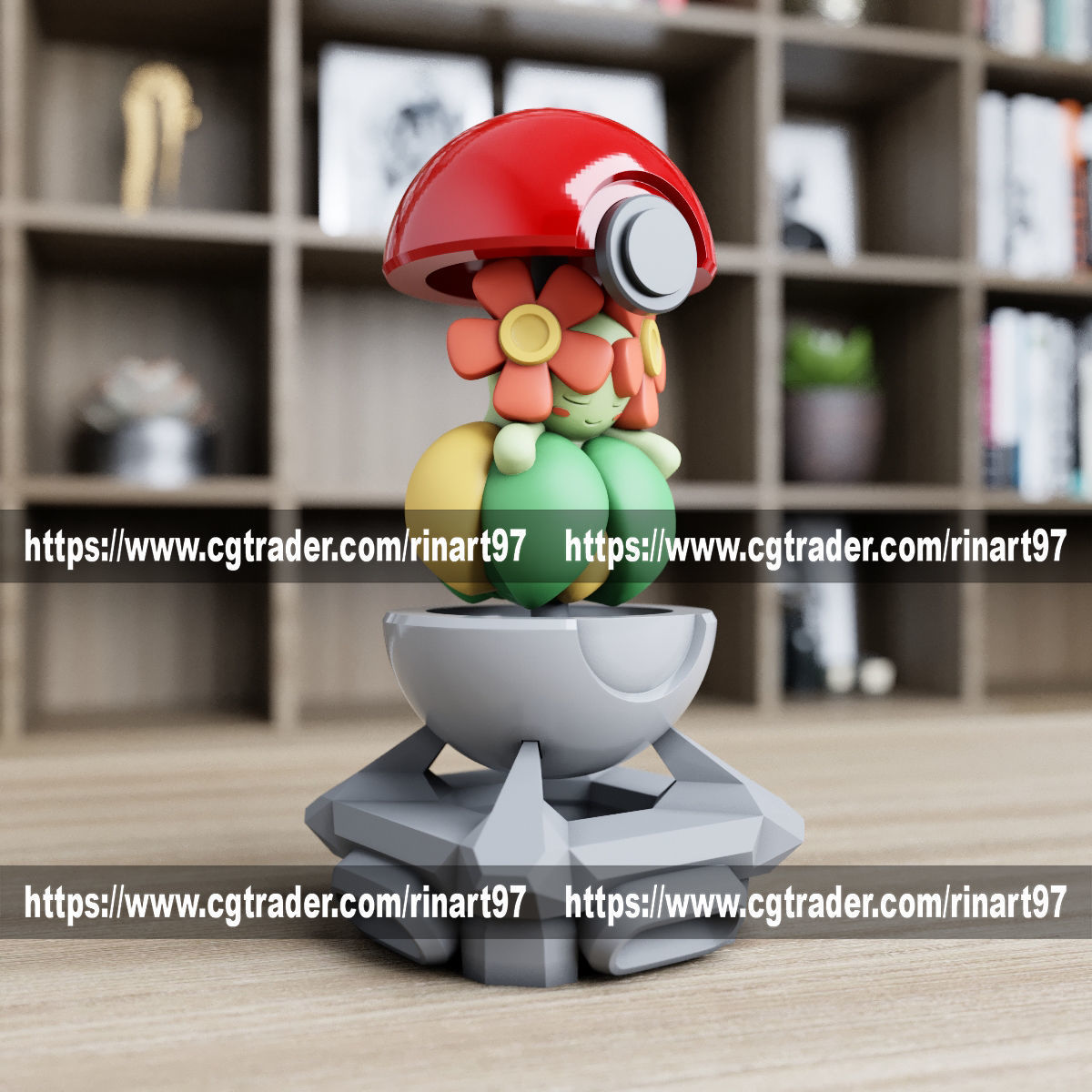 Bellossom in the pokeball from Pokemon 3D print model_1