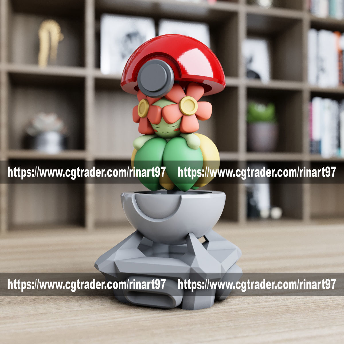 Bellossom in the pokeball from Pokemon 3D print model_5
