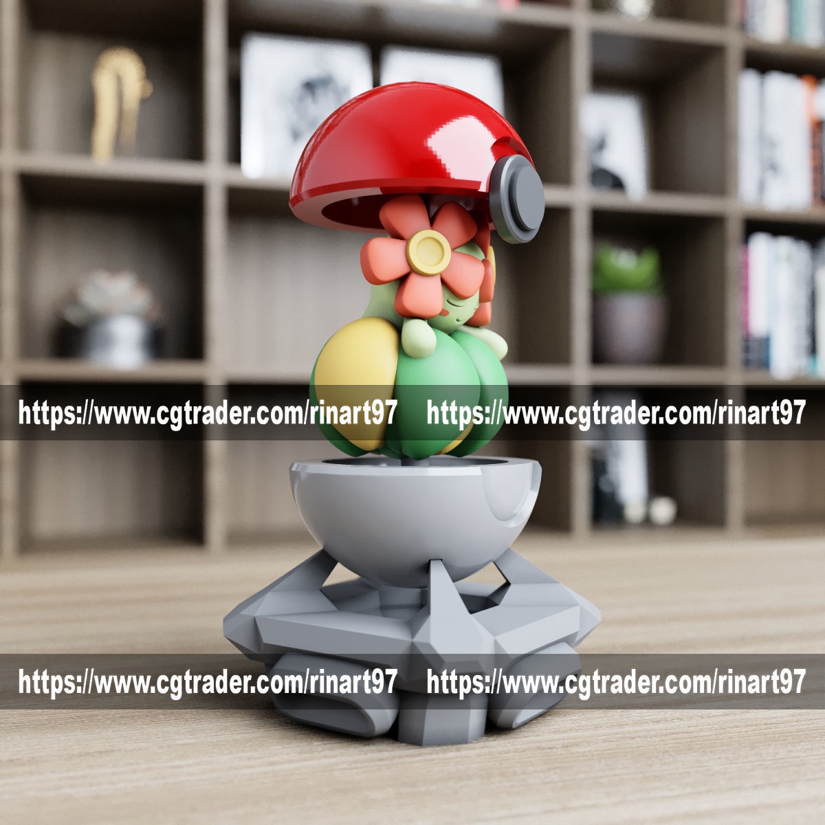 Bellossom in the pokeball from Pokemon 3D print model_2