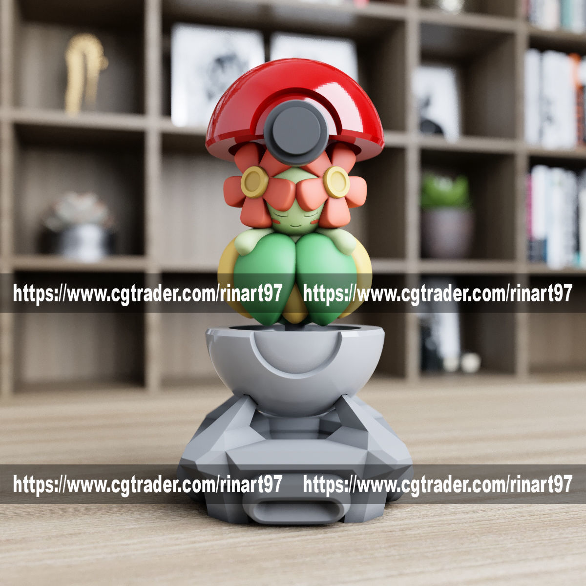 Bellossom in the pokeball from Pokemon 3D print model_4