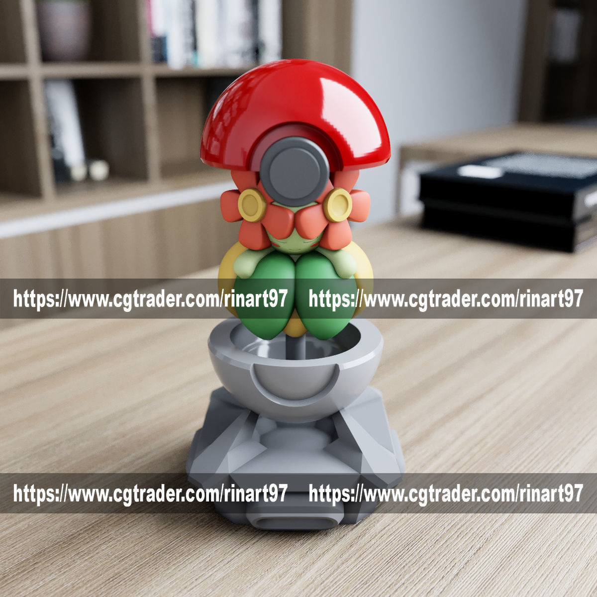 Bellossom in the pokeball from Pokemon 3D print model_9