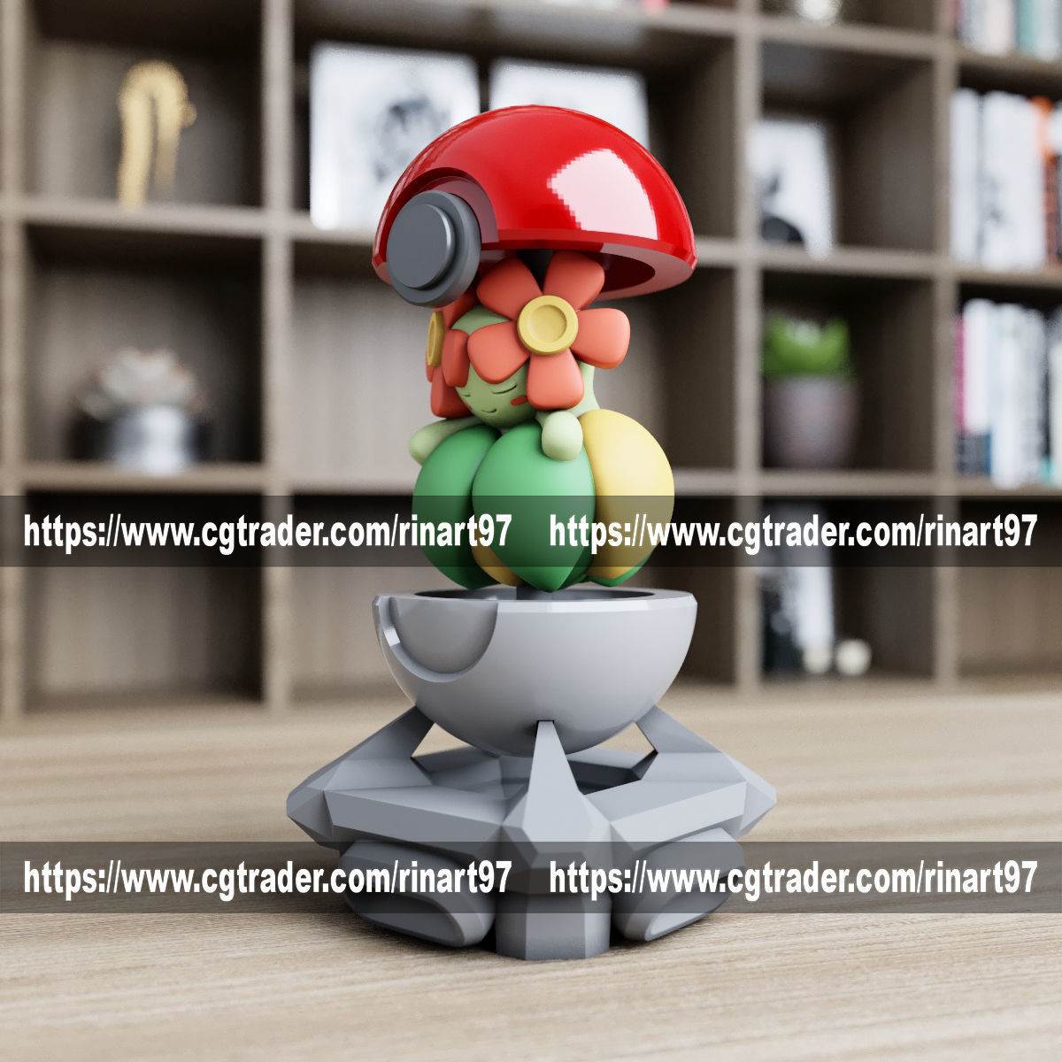 Bellossom in the pokeball from Pokemon 3D print model_6