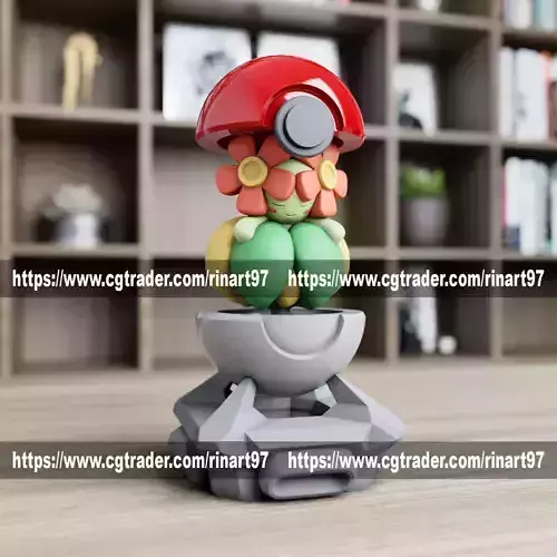 Bellossom in the pokeball from Pokemon 3D print model
