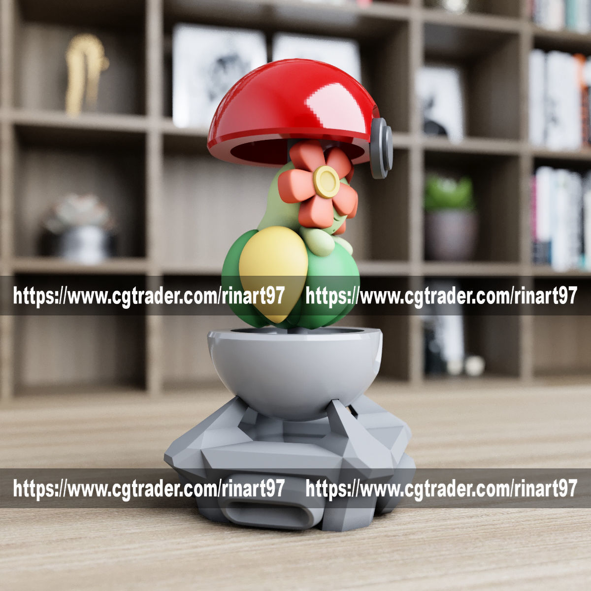 Bellossom in the pokeball from Pokemon 3D print model_3