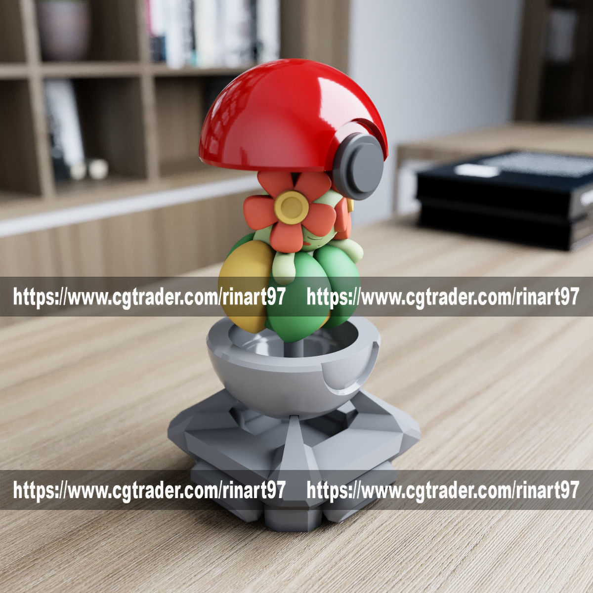 Bellossom in the pokeball from Pokemon 3D print model_8