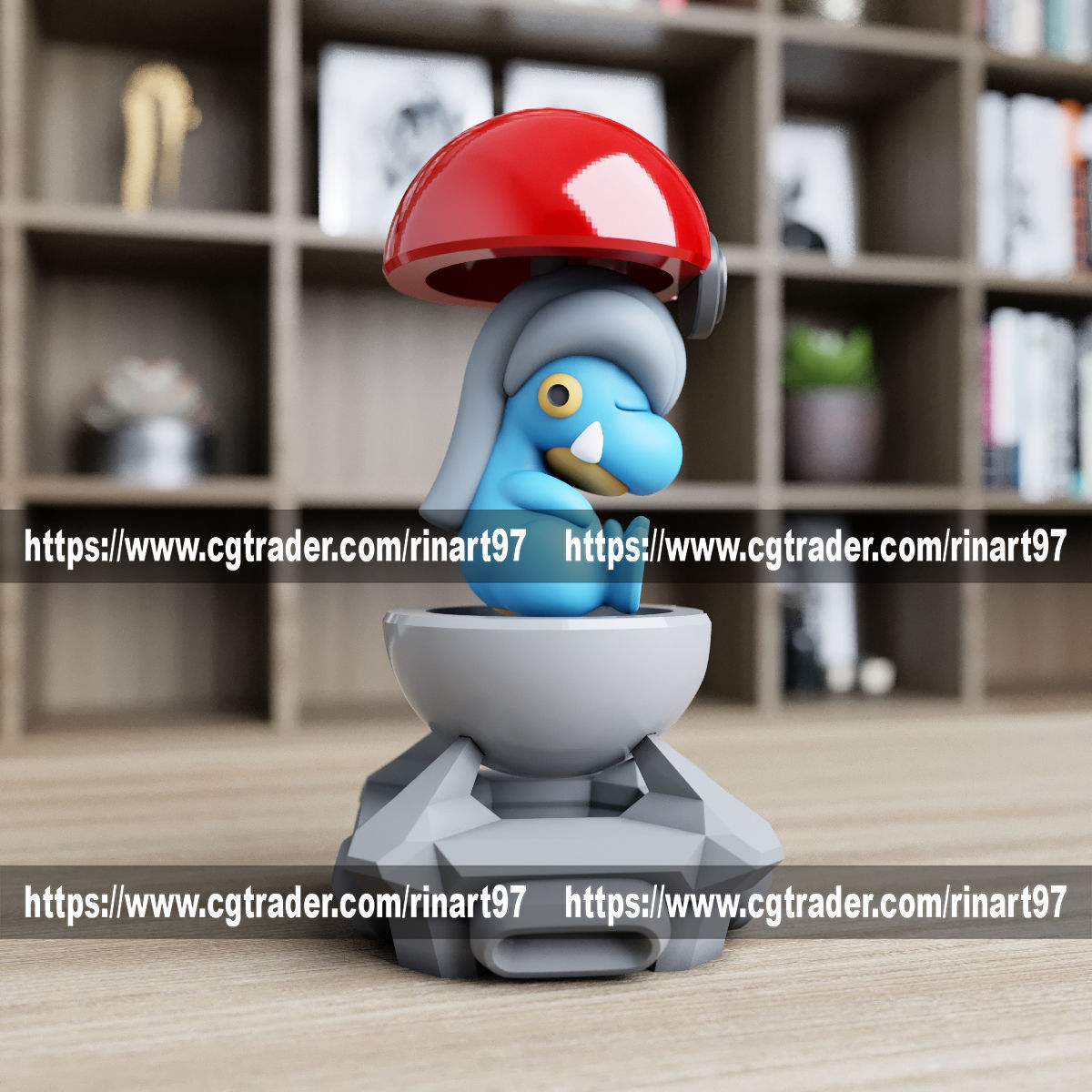 Bagon in the pokeball from Pokemon 3D print model_3