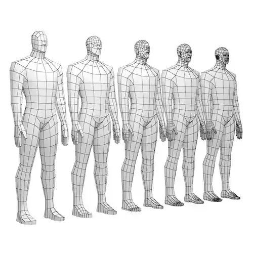 Hero Male in Rest Pose in 5 Topologies 3D model