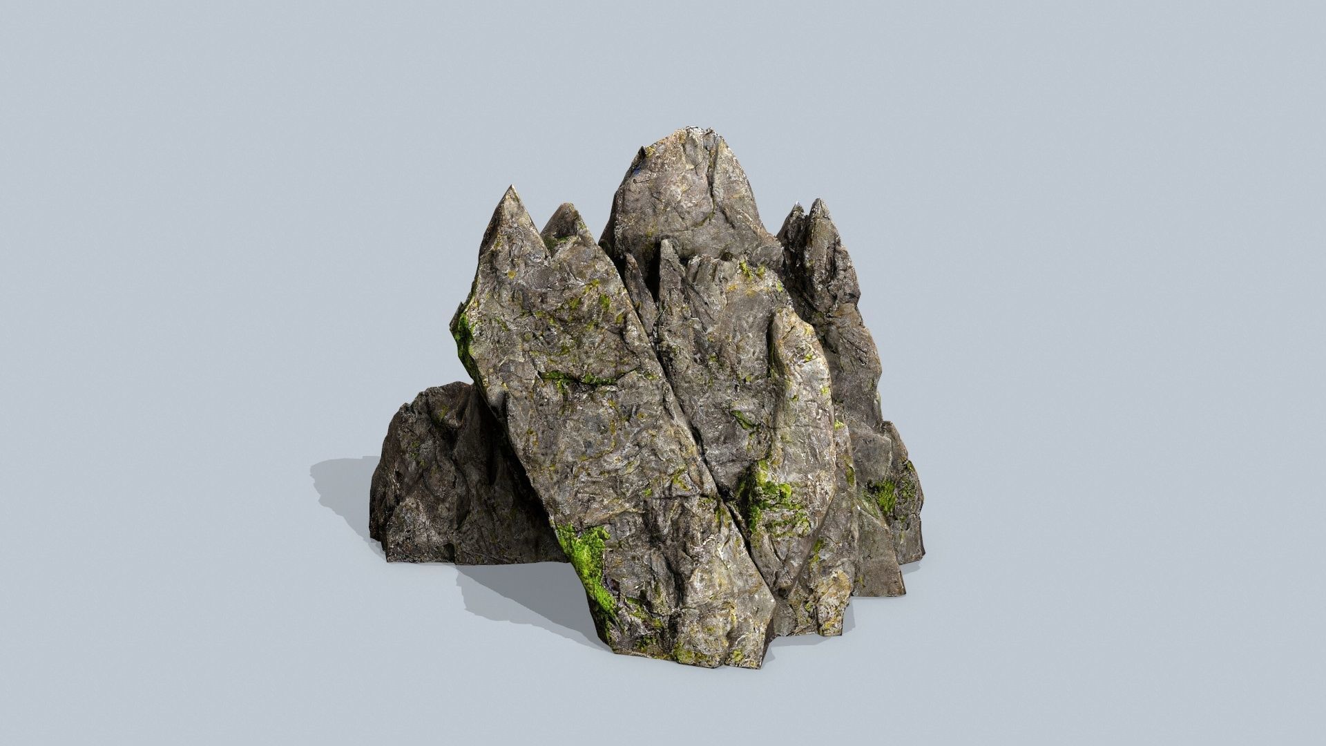 mossy rocks Low-poly 3D model_7