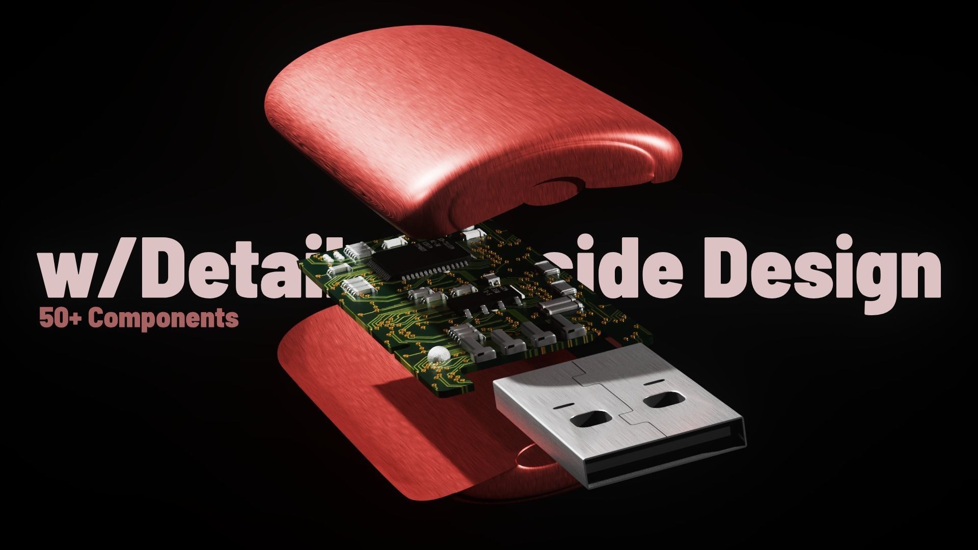 USB Office Model Electronic High Detail 3D Model 64GB Universal 3D print model_3